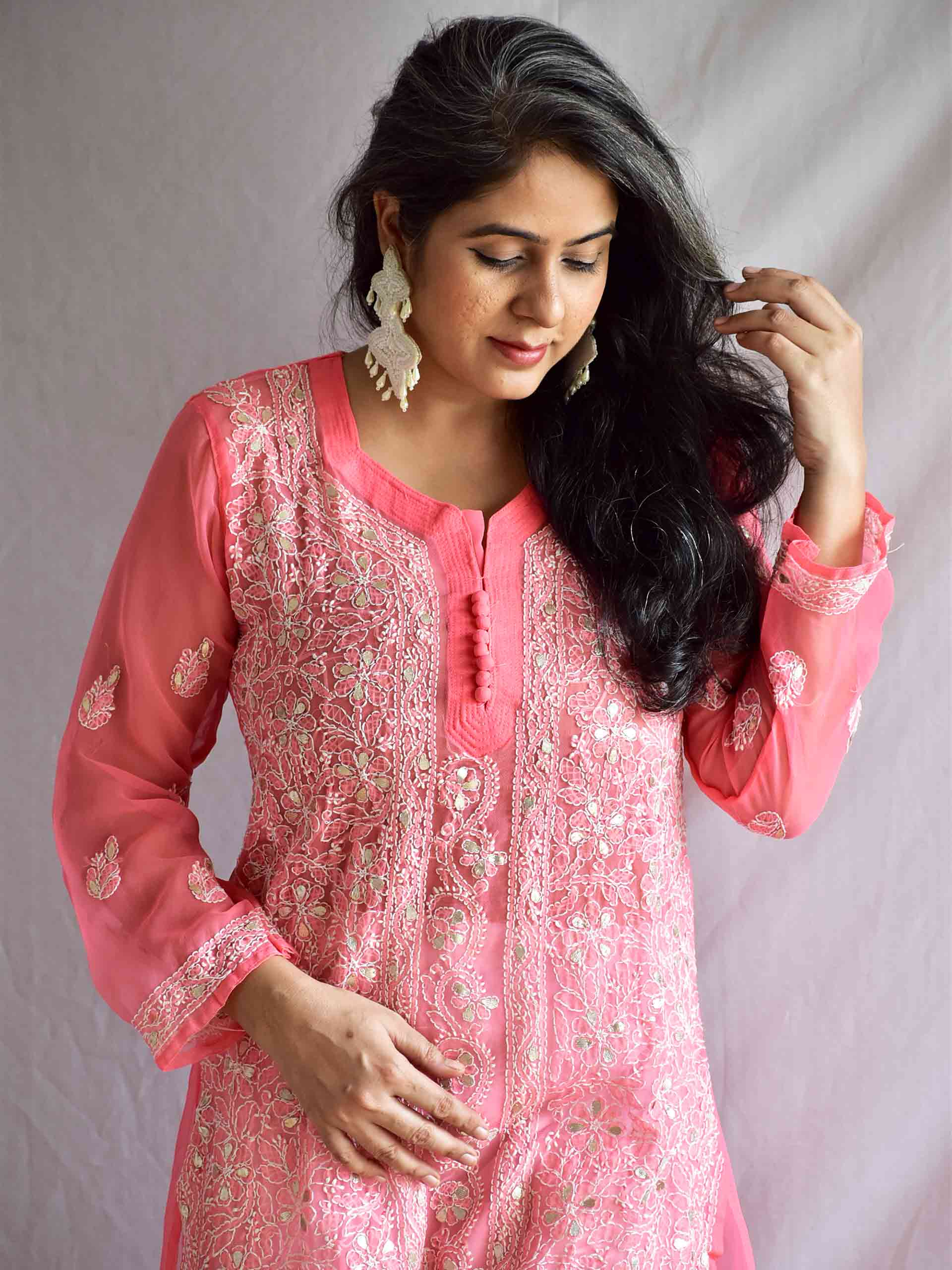 Gulaabi rang - Chikankari Kurta