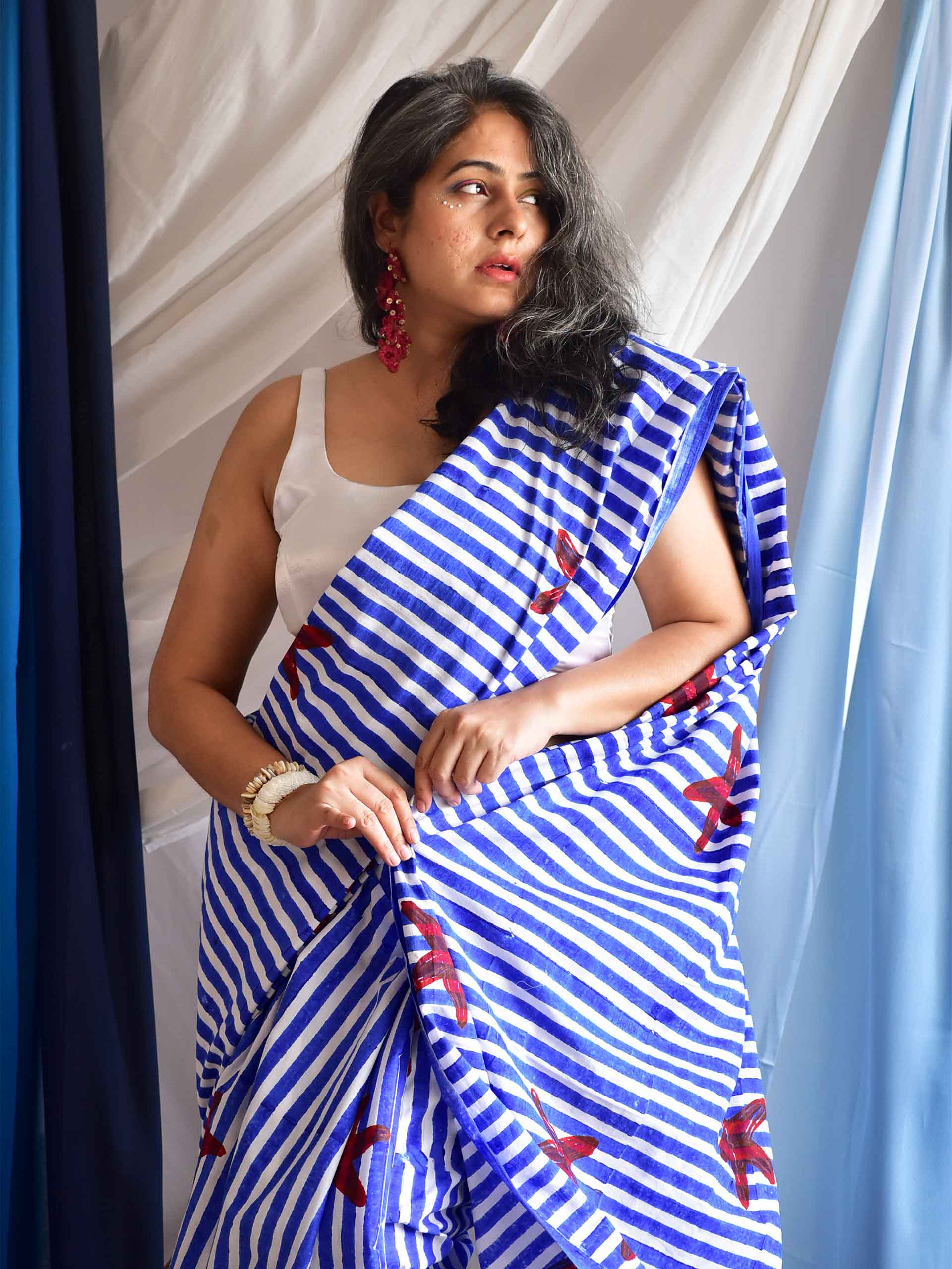Stella  - Hand Block printed cotton saree