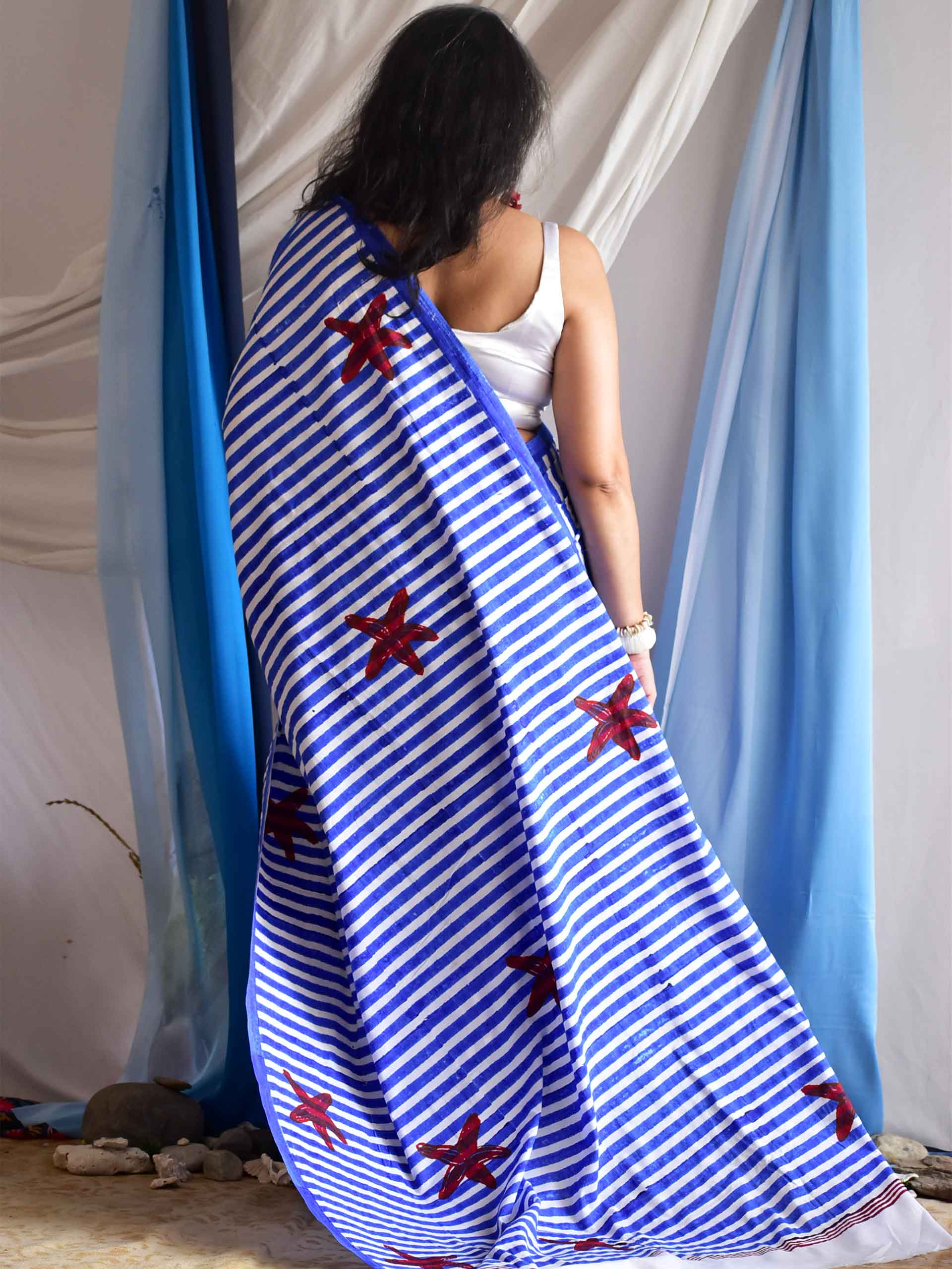 Stella  - Hand Block printed cotton saree