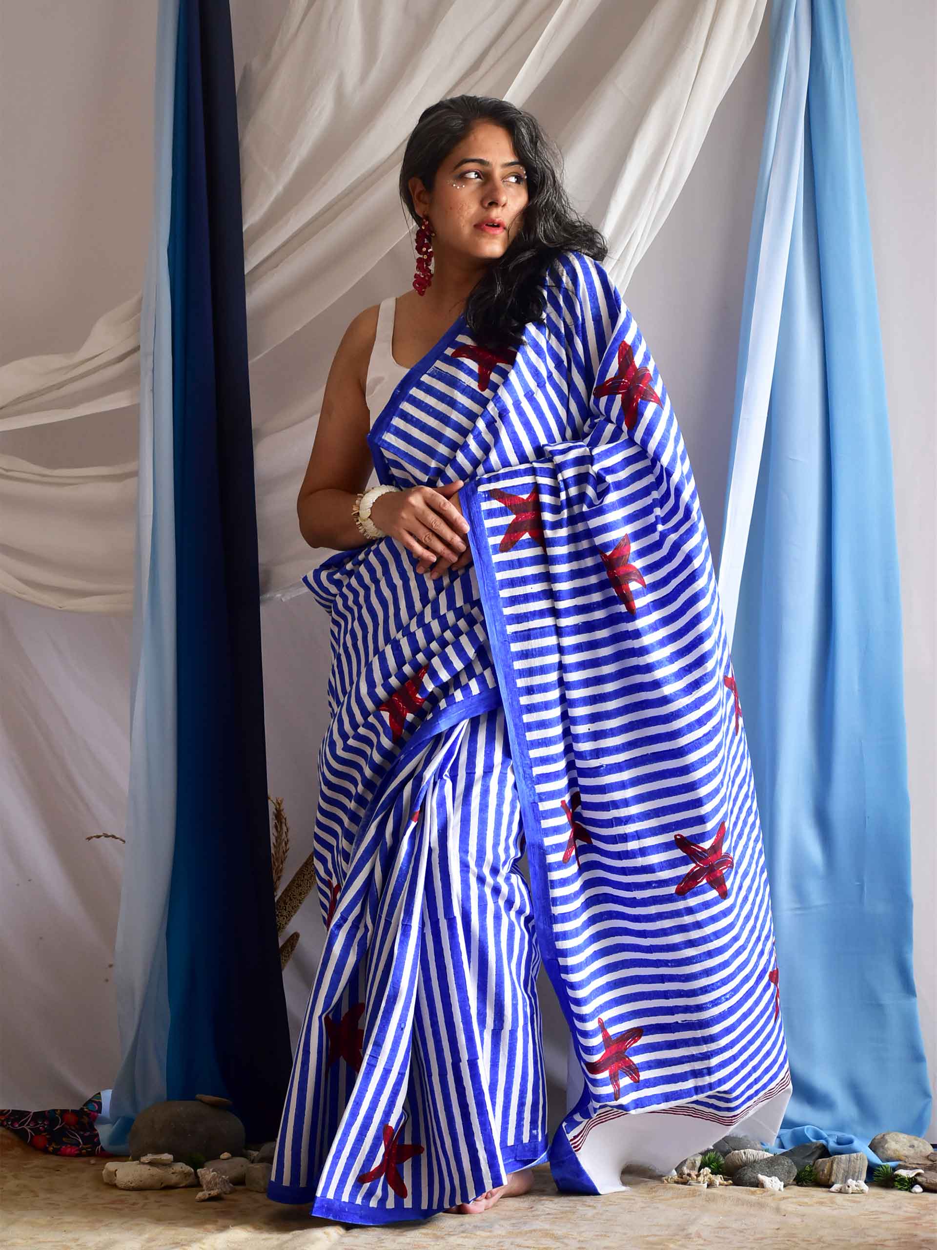 Stella  - Hand Block printed cotton saree
