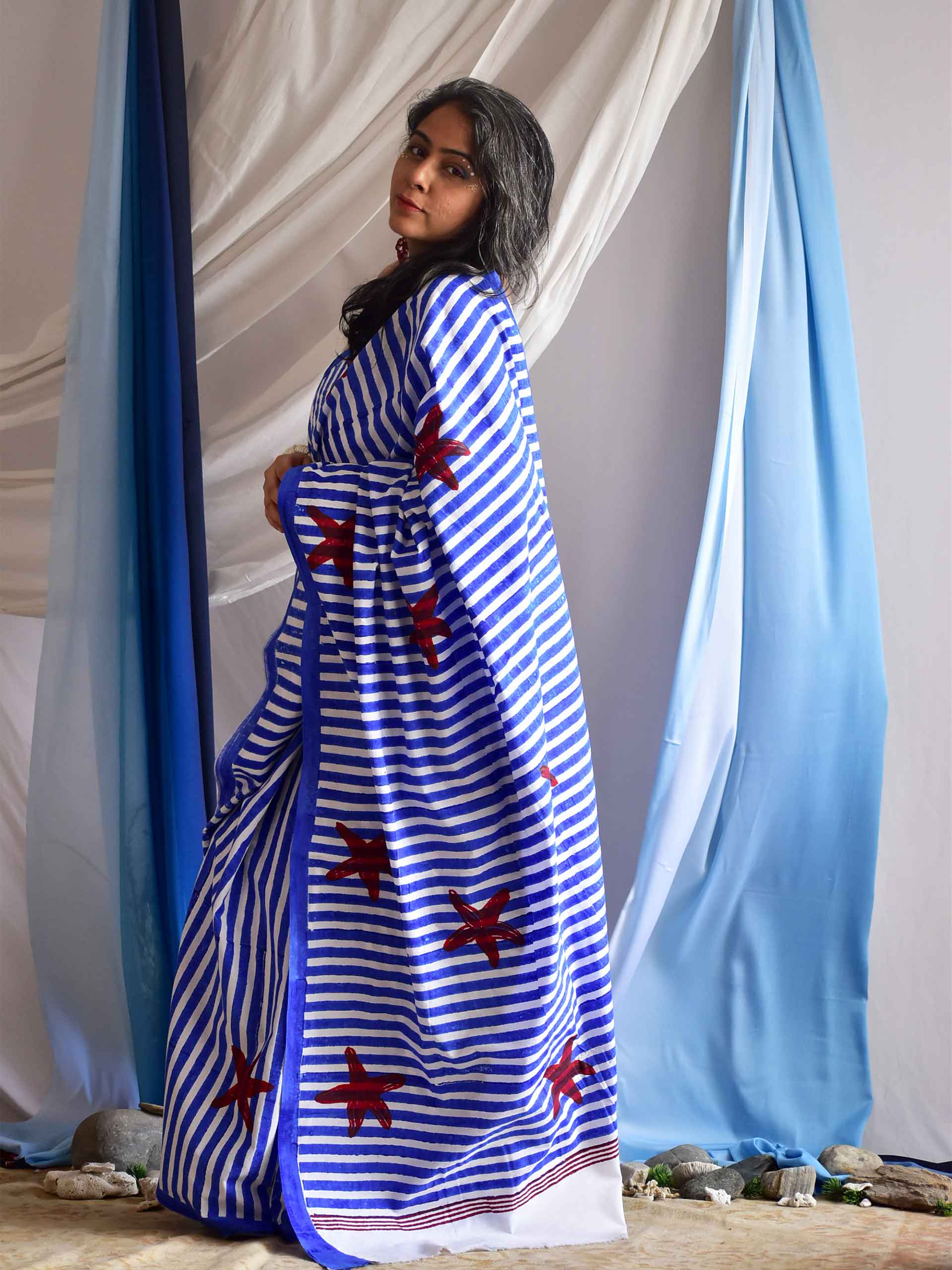 Stella  - Hand Block printed cotton saree