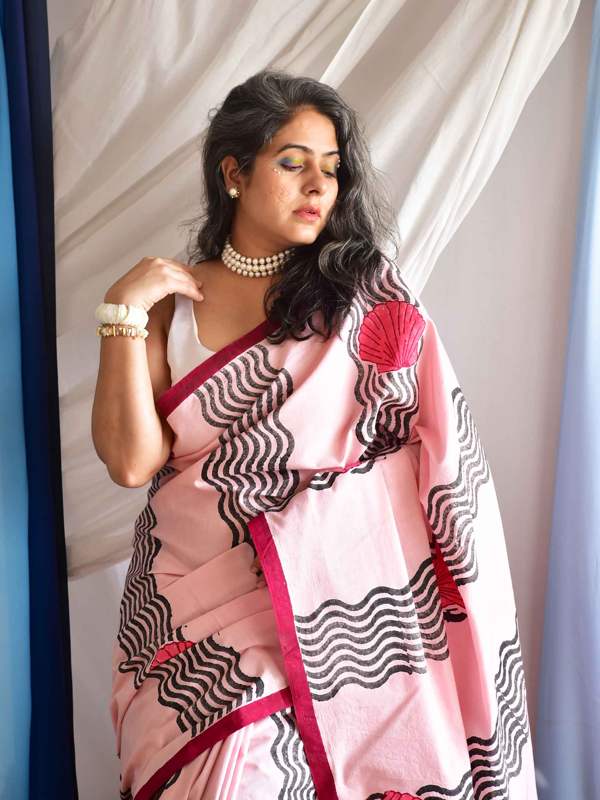 Venus - Hand Block printed cotton saree