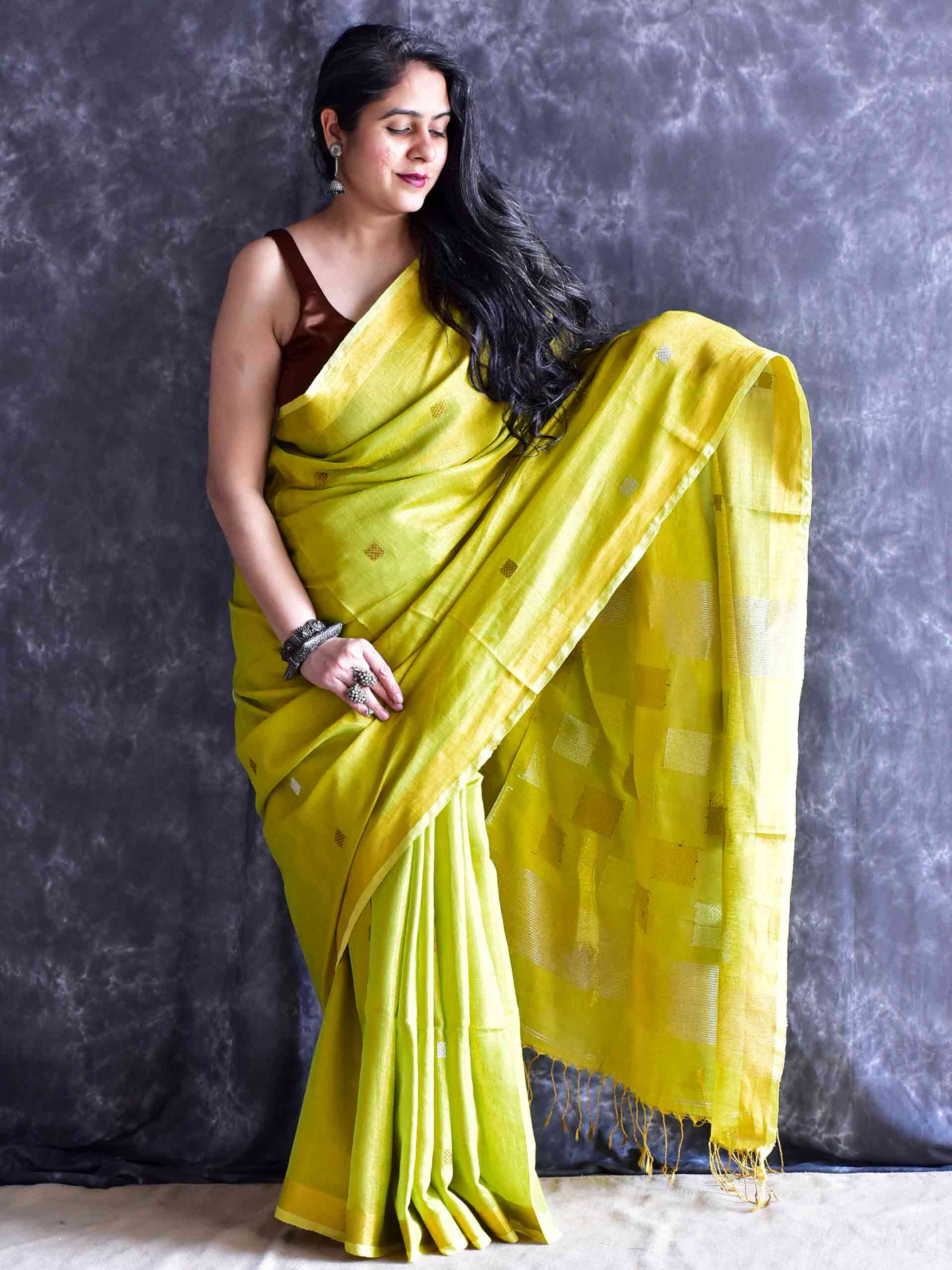 neem - Linen Tissue Saree