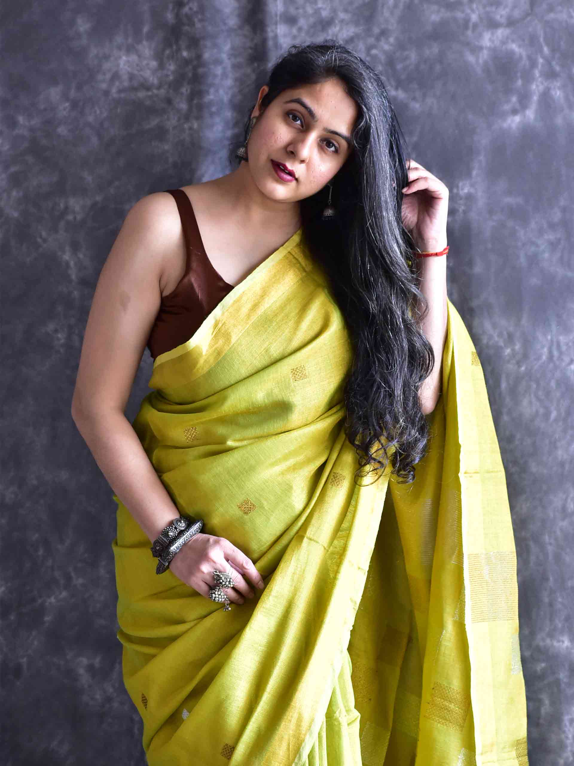 neem - Linen Tissue Saree