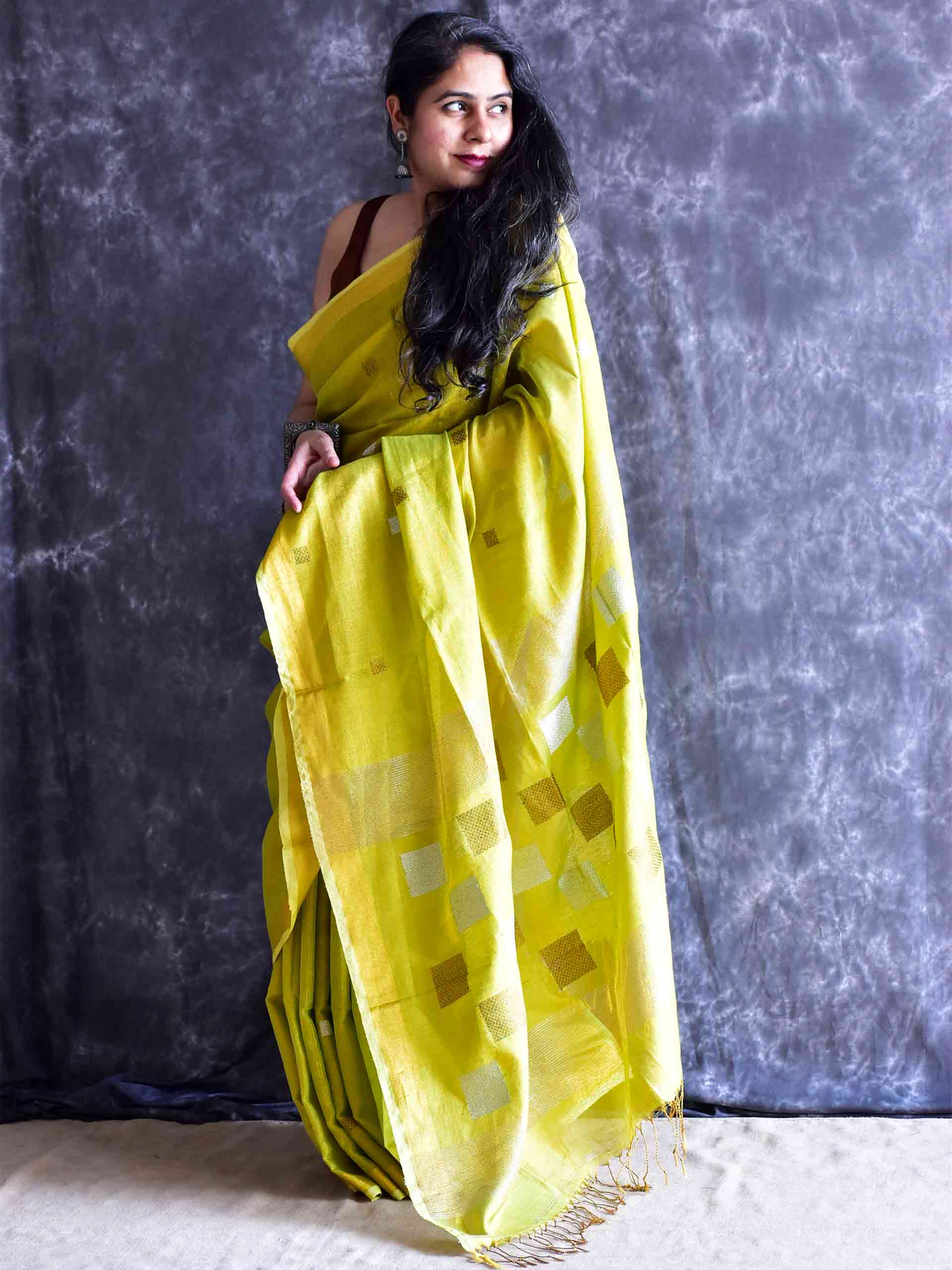 neem - Linen Tissue Saree