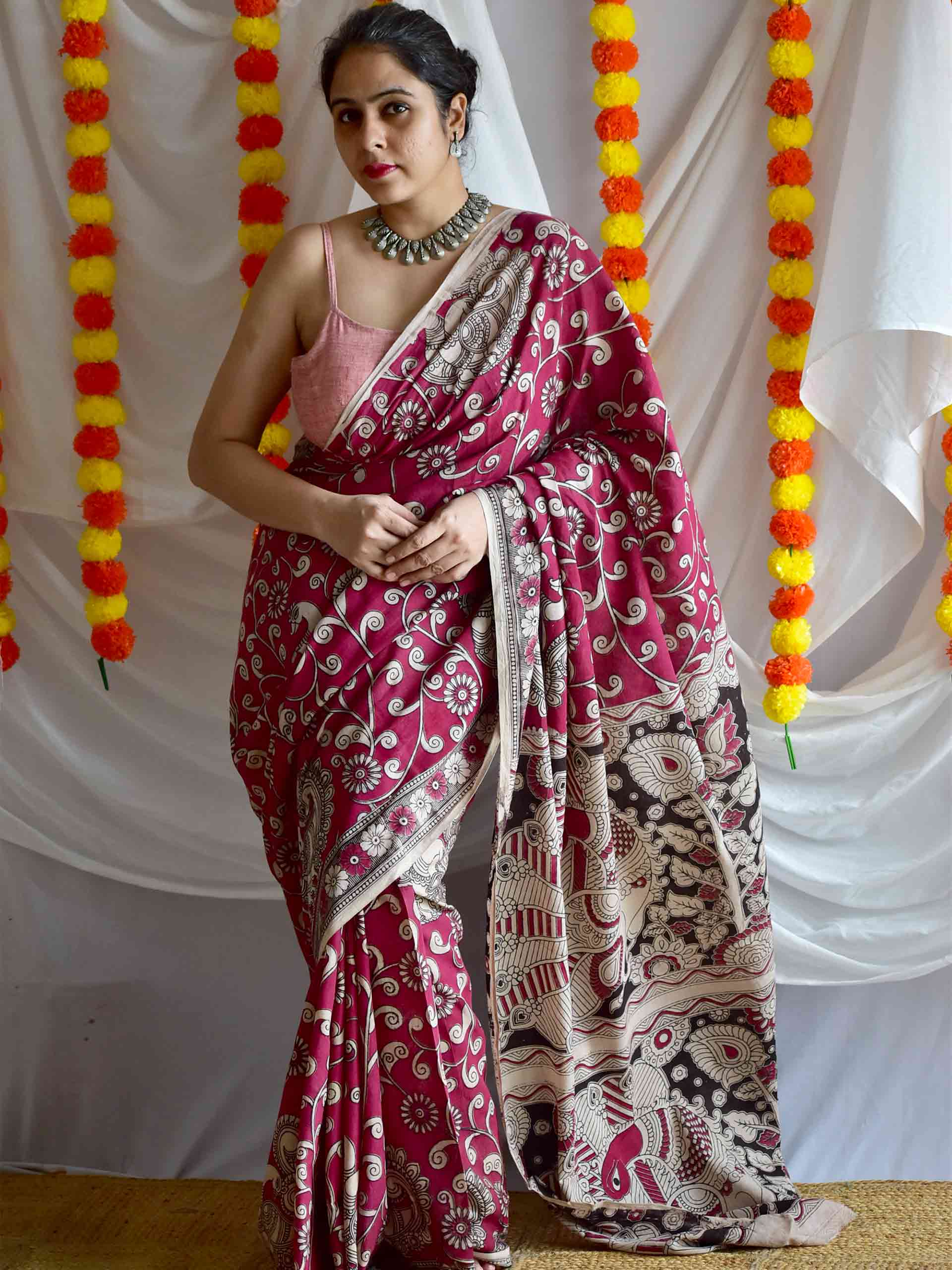 Gulaabi Shaam - kalamkari printed saree