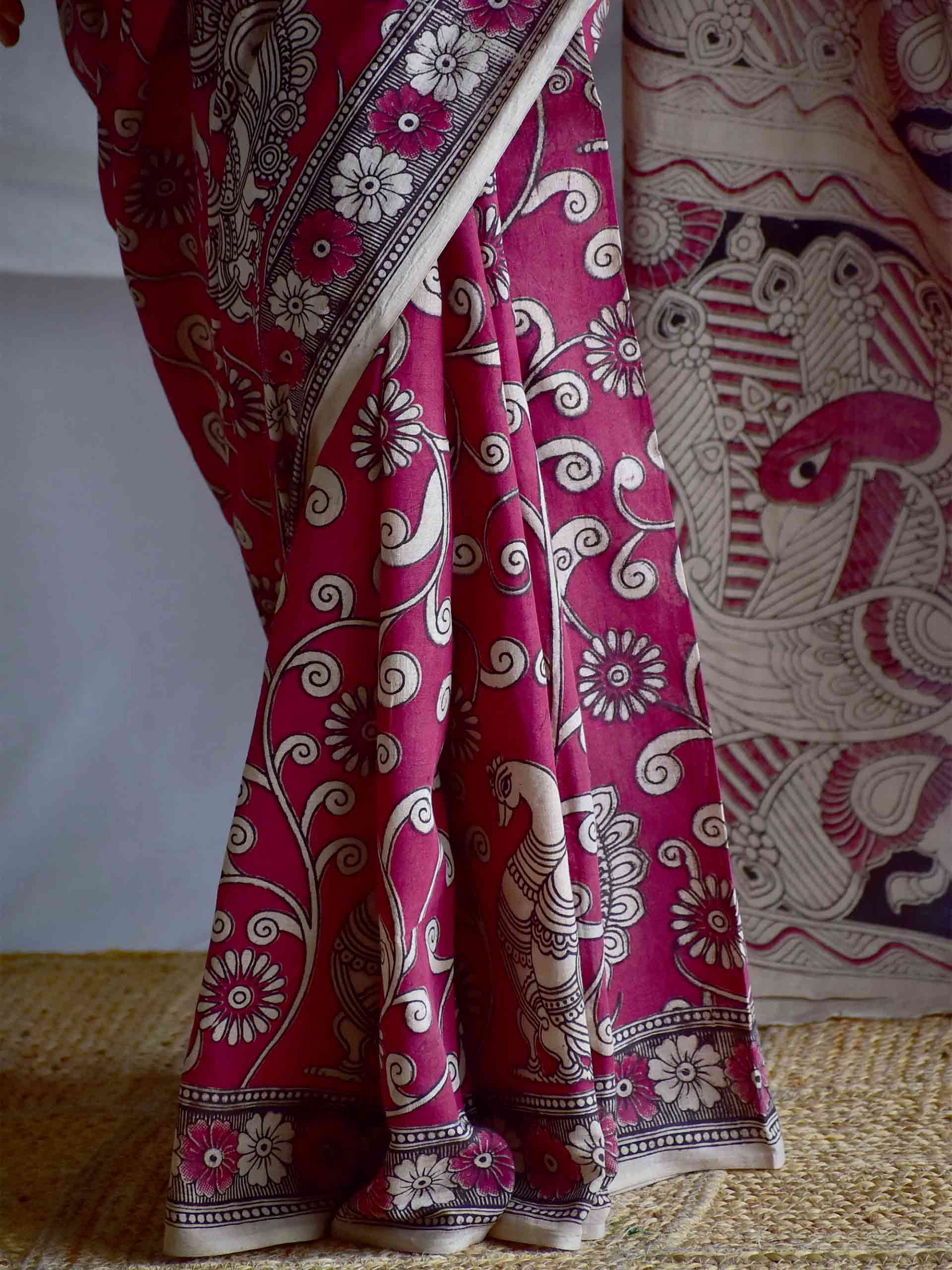 Gulaabi Shaam - kalamkari printed saree