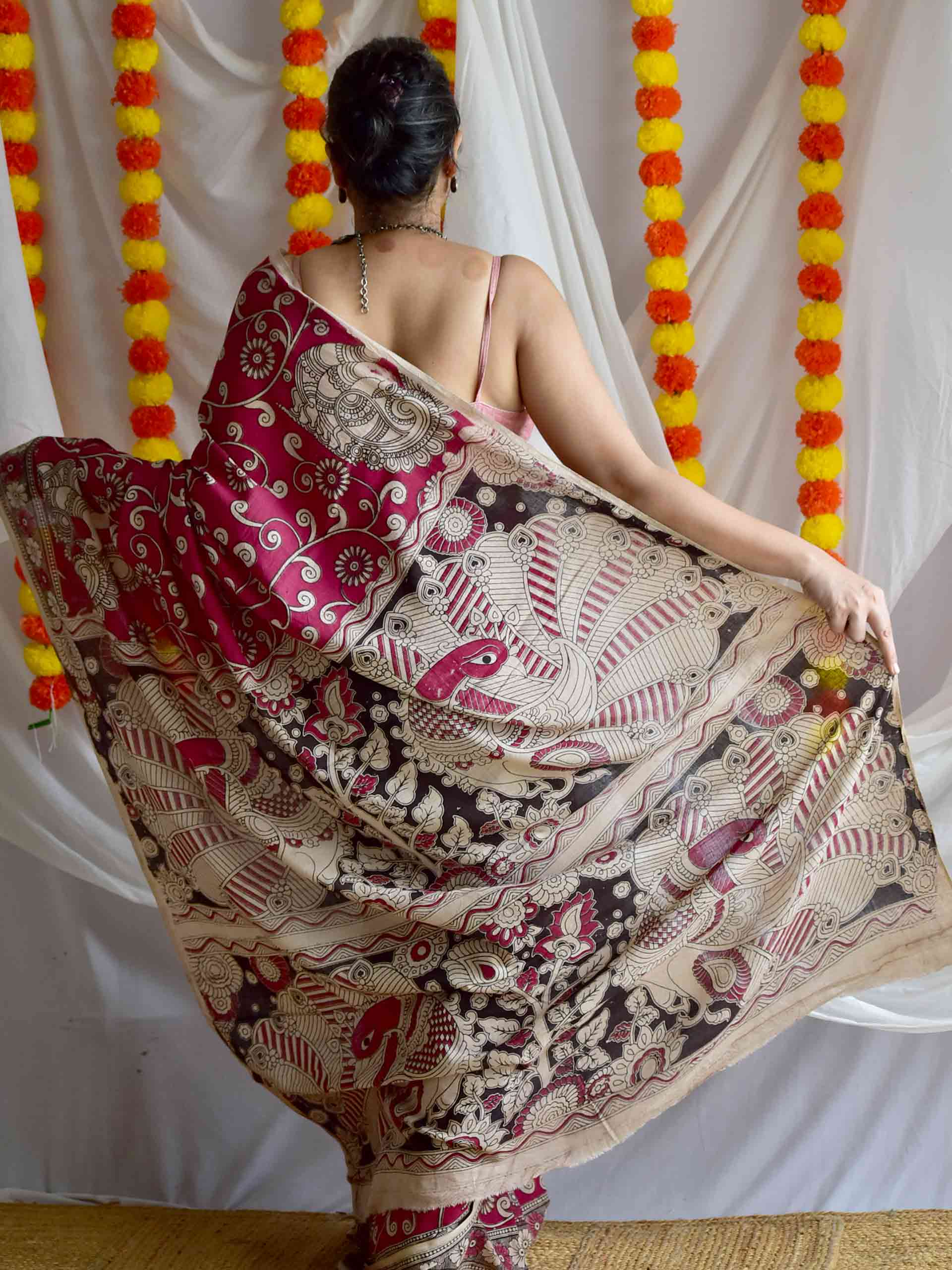 Gulaabi Shaam - kalamkari printed saree