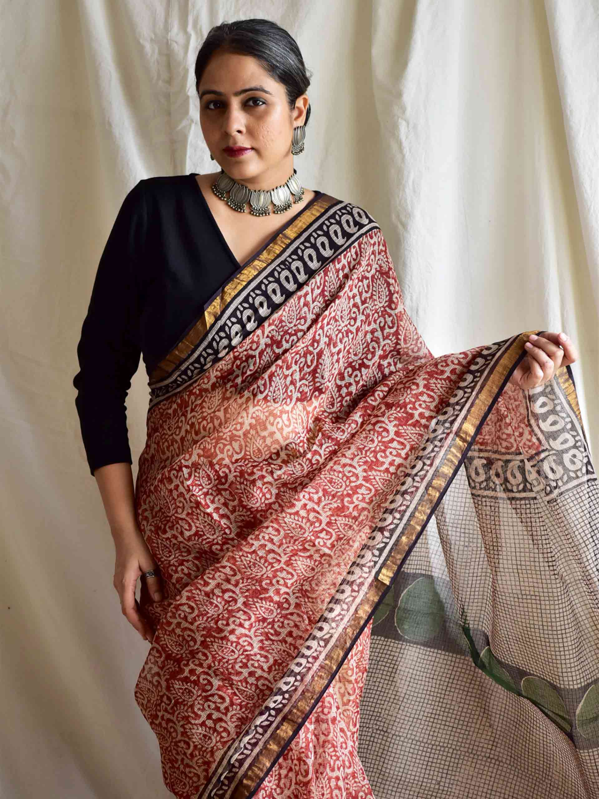 Kusum - Dabu Kota Doria Saree