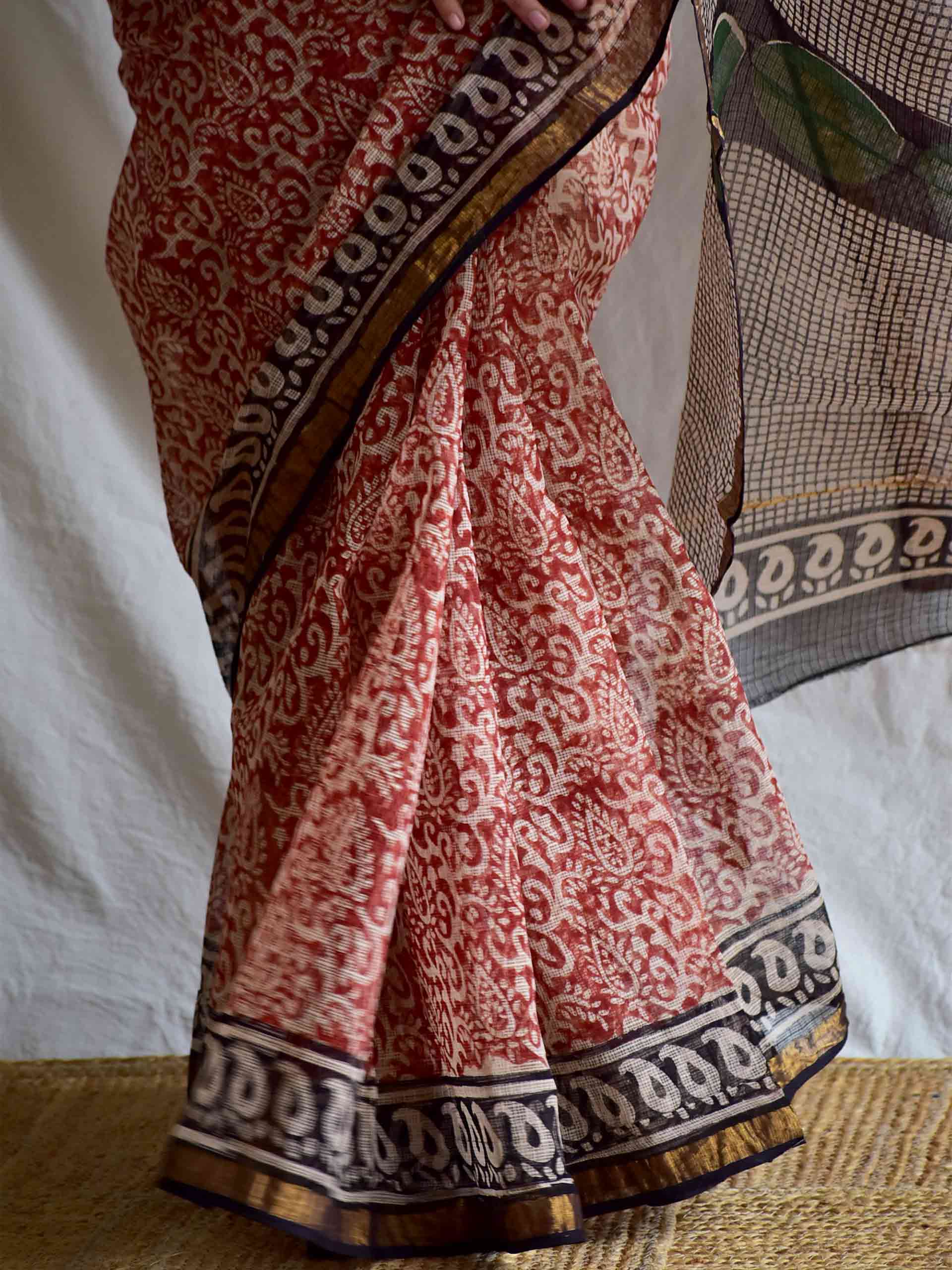 Kusum - Dabu Kota Doria Saree