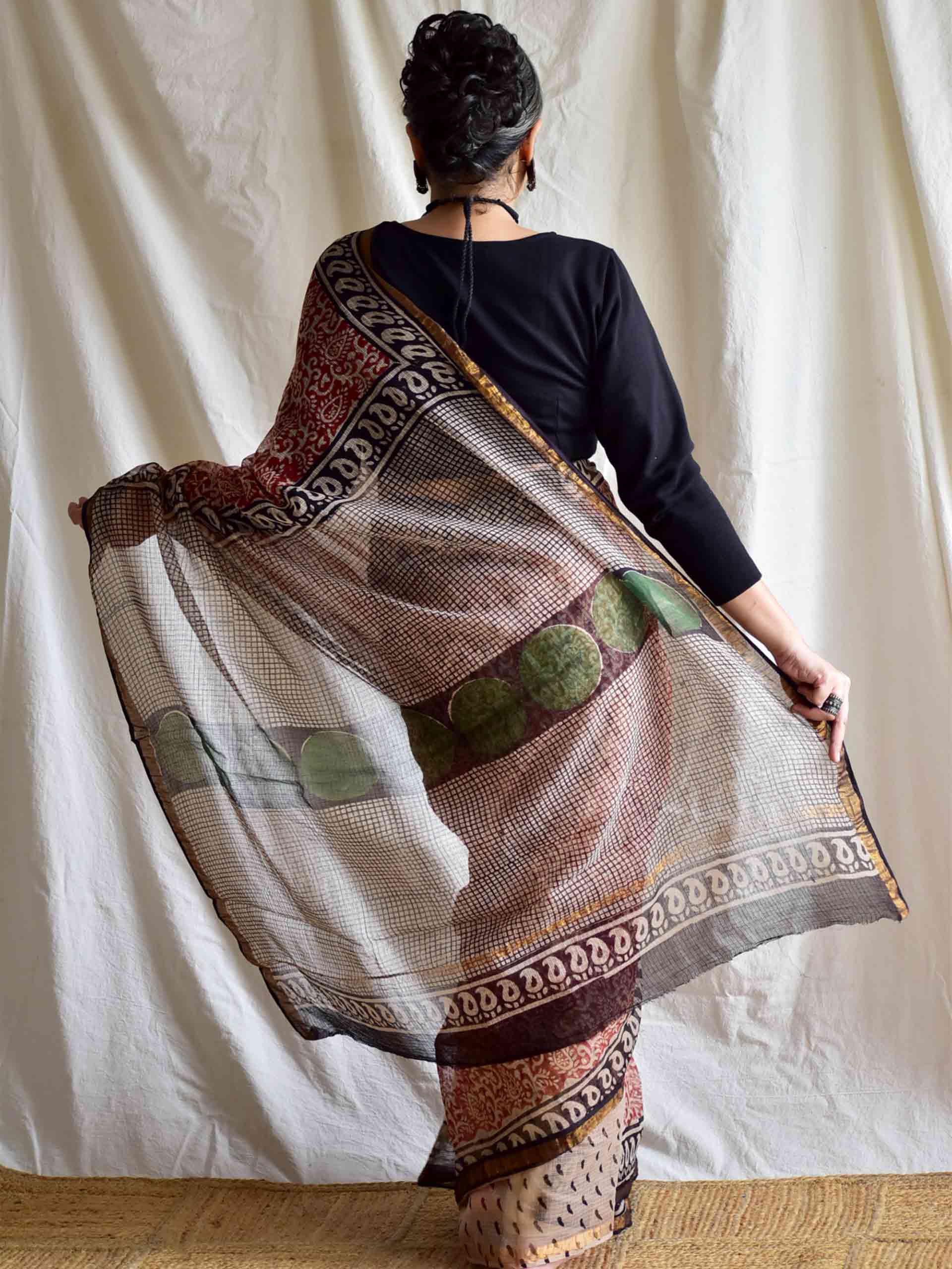 Kusum - Dabu Kota Doria Saree