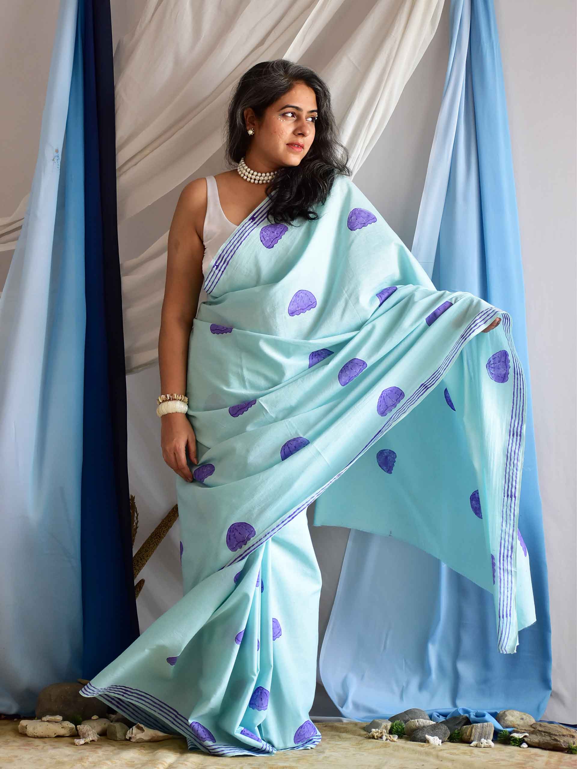 Medusa - Hand Block cotton saree