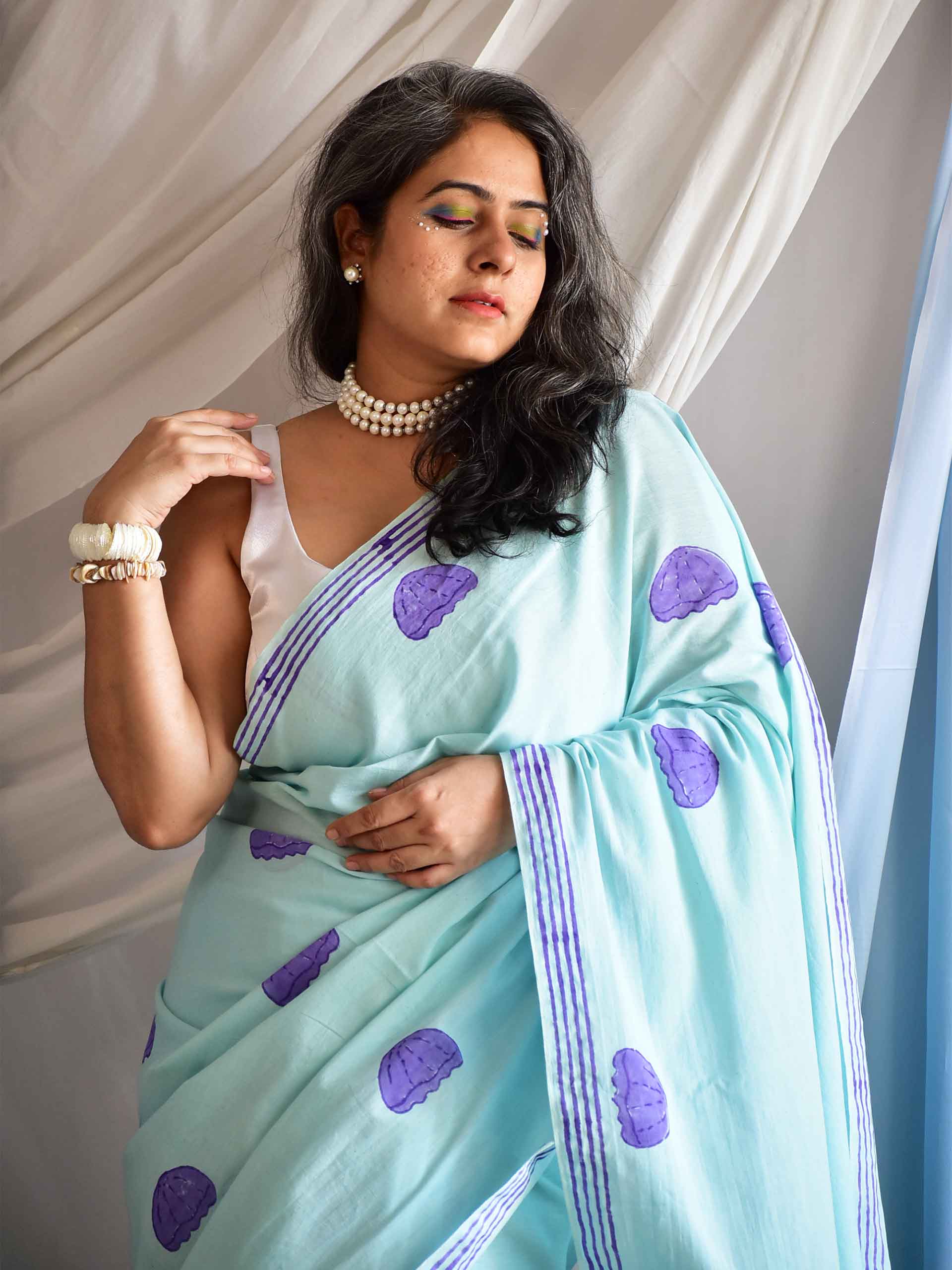 Medusa - Hand Block cotton saree