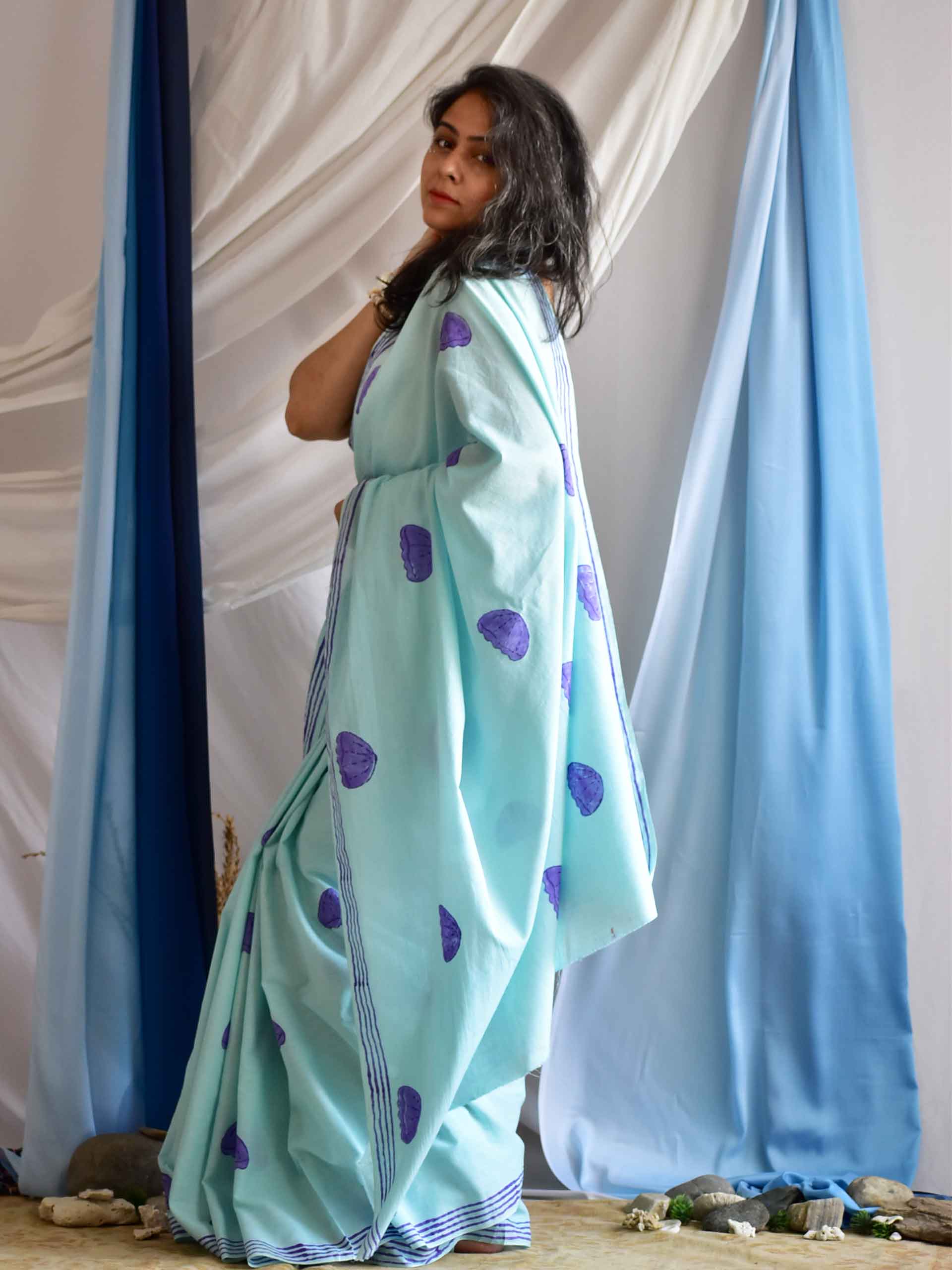 Medusa - Hand Block cotton saree