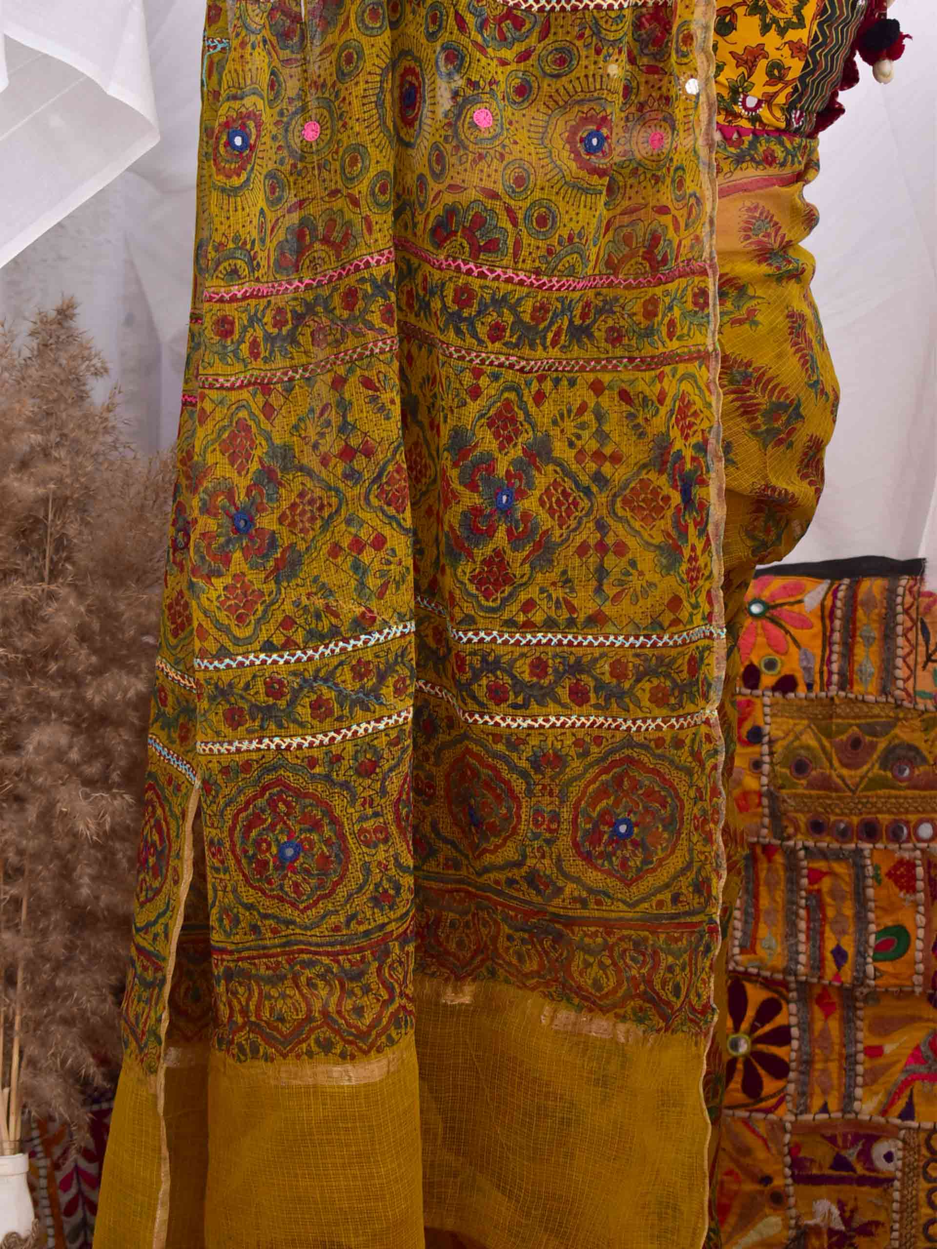Amaltaash - Ajrakh kota Doria embroidered saree