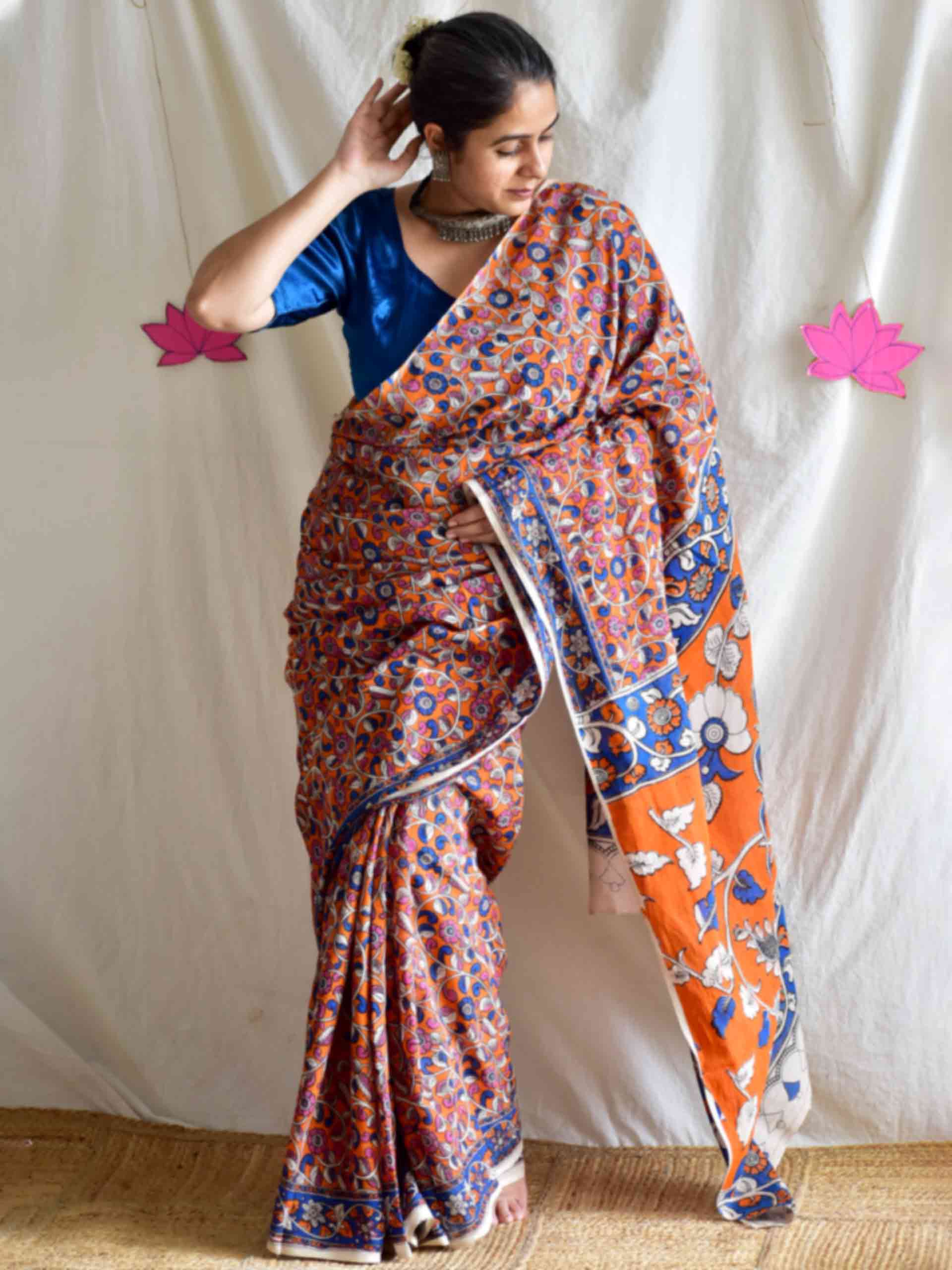 narang aasman - kalamkari printed saree