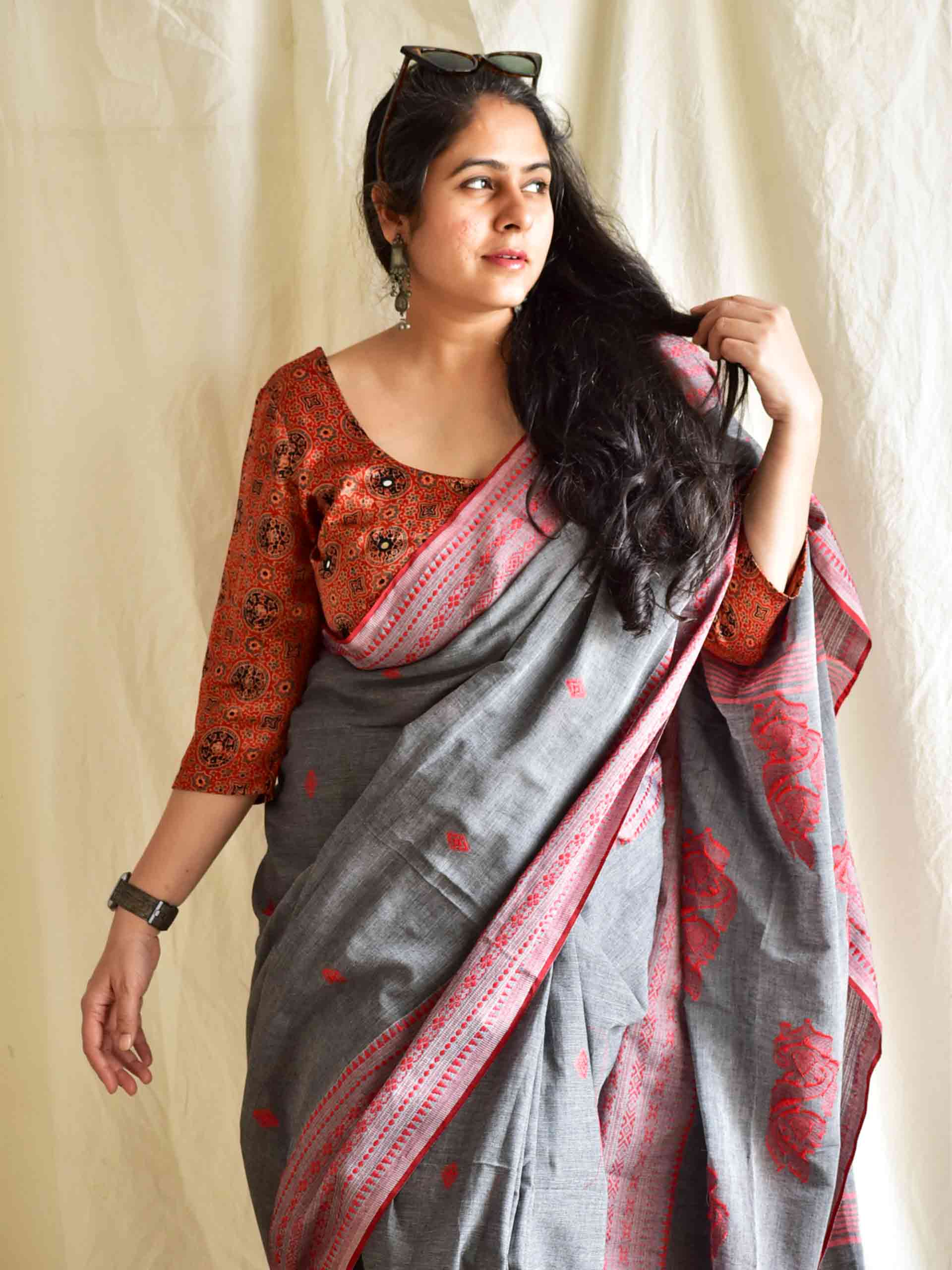Ghata - Jacquard mul cotton saree