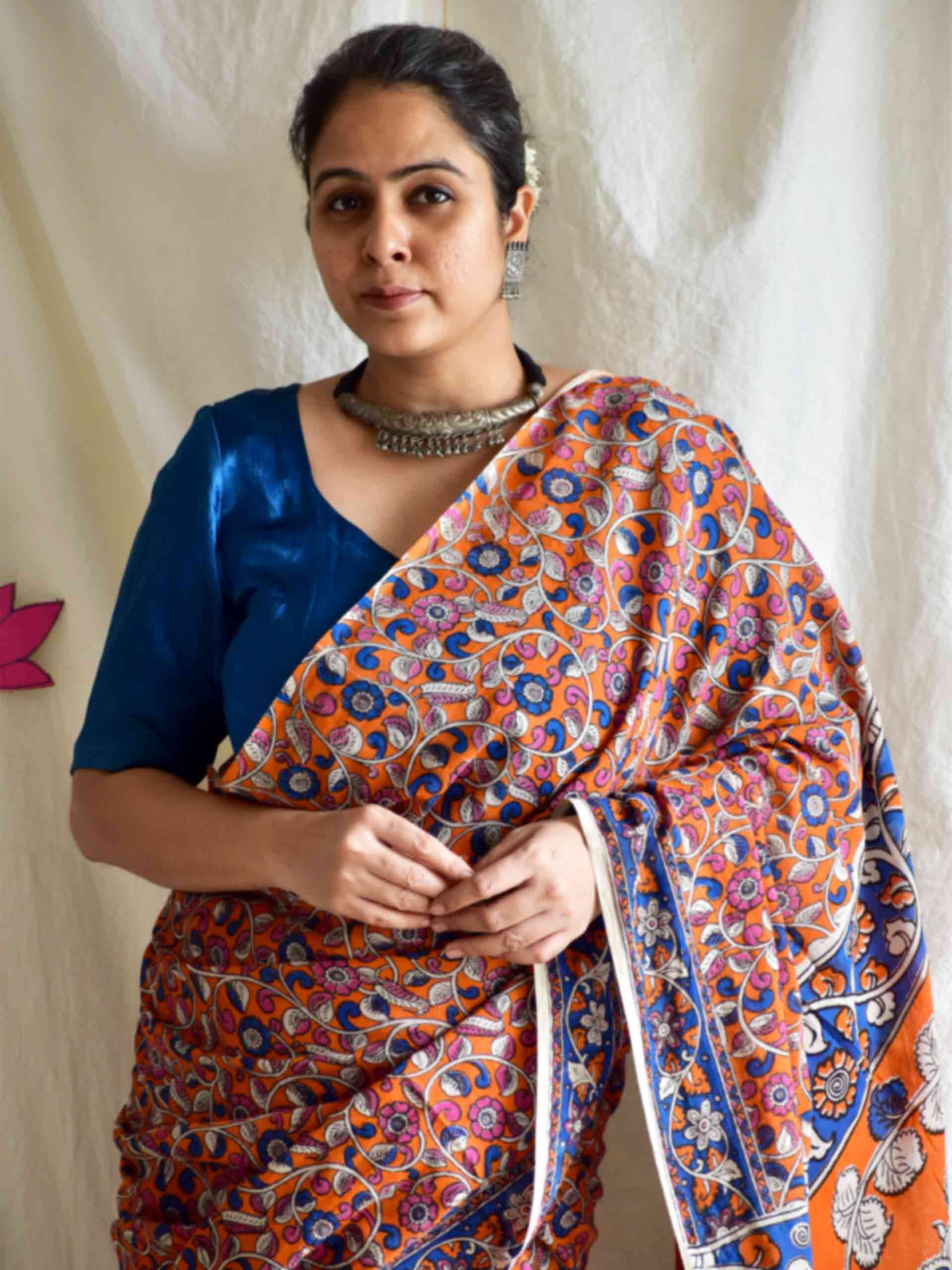 narang aasman - kalamkari printed saree