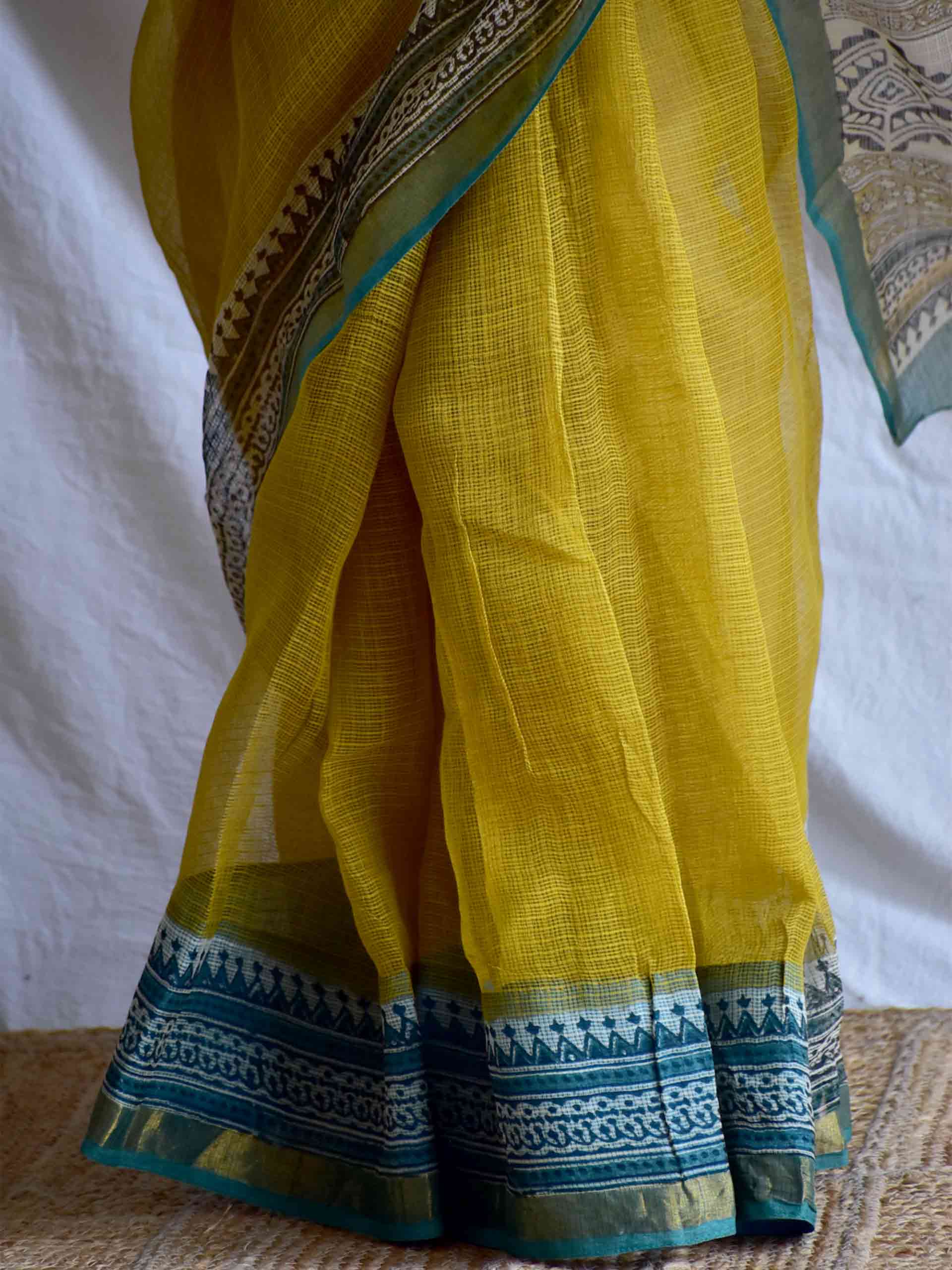 Kosh - Mustard Color Kota Doria Saree