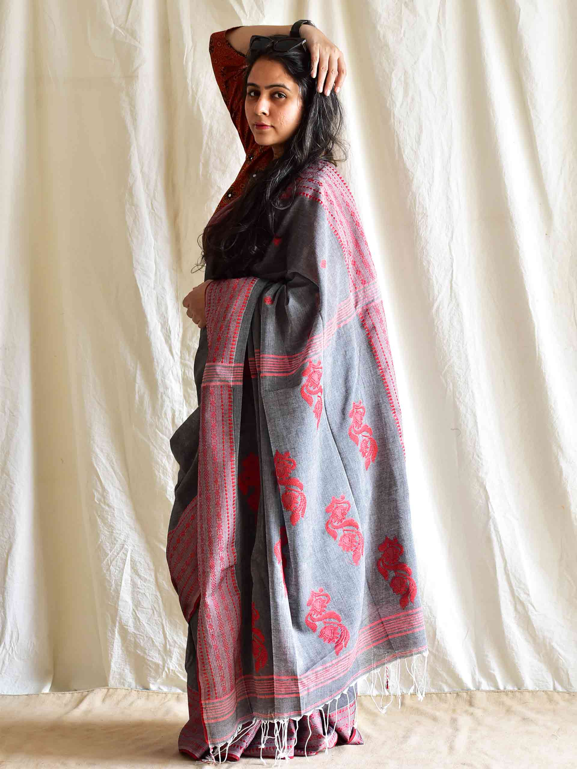 Ghata - Jacquard mul cotton saree