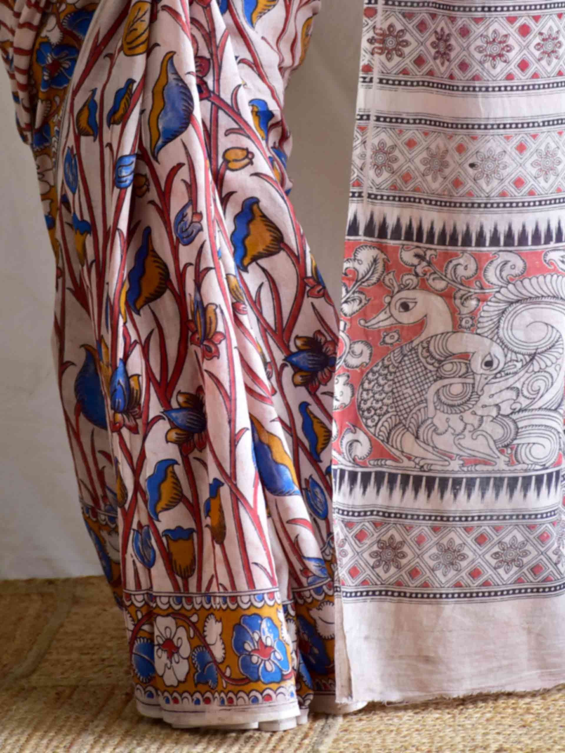 tulip gardens - kalamkari printed saree
