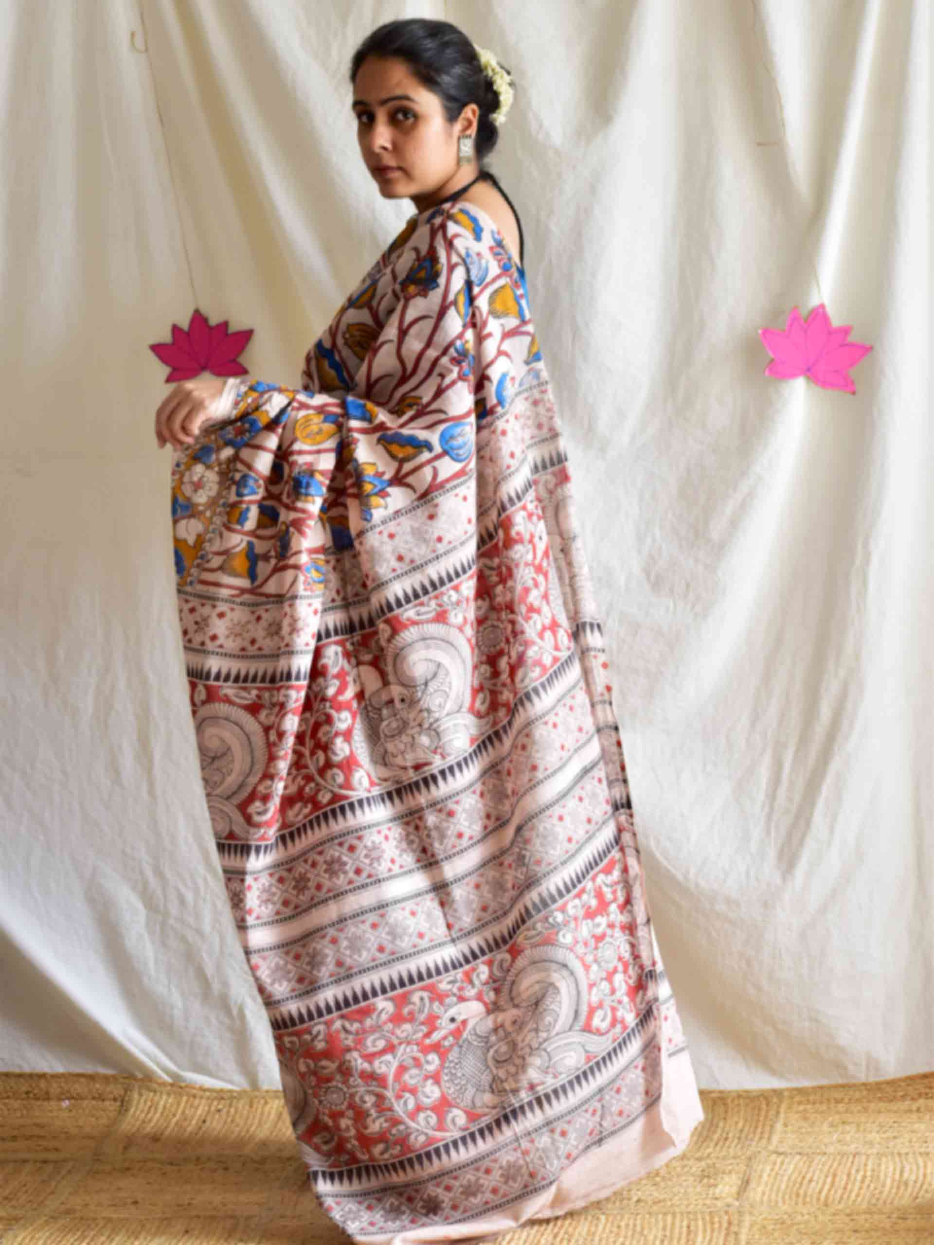 tulip gardens - kalamkari printed saree