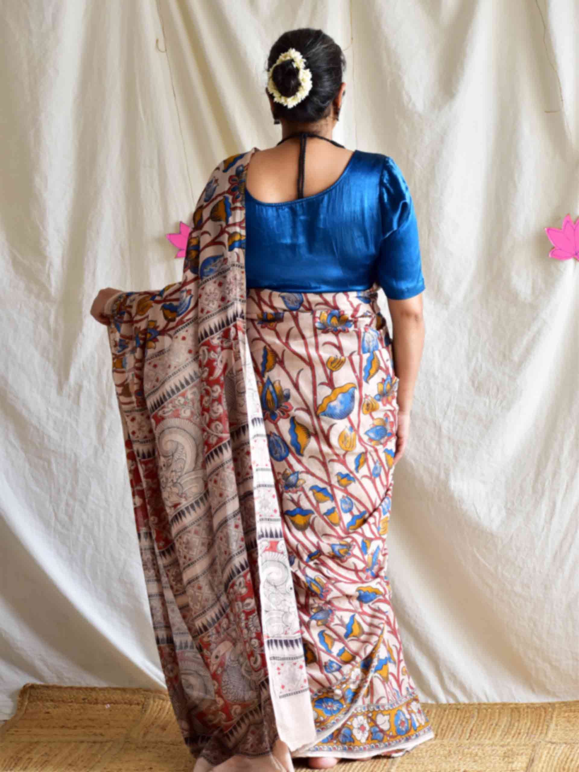 tulip gardens - kalamkari printed saree