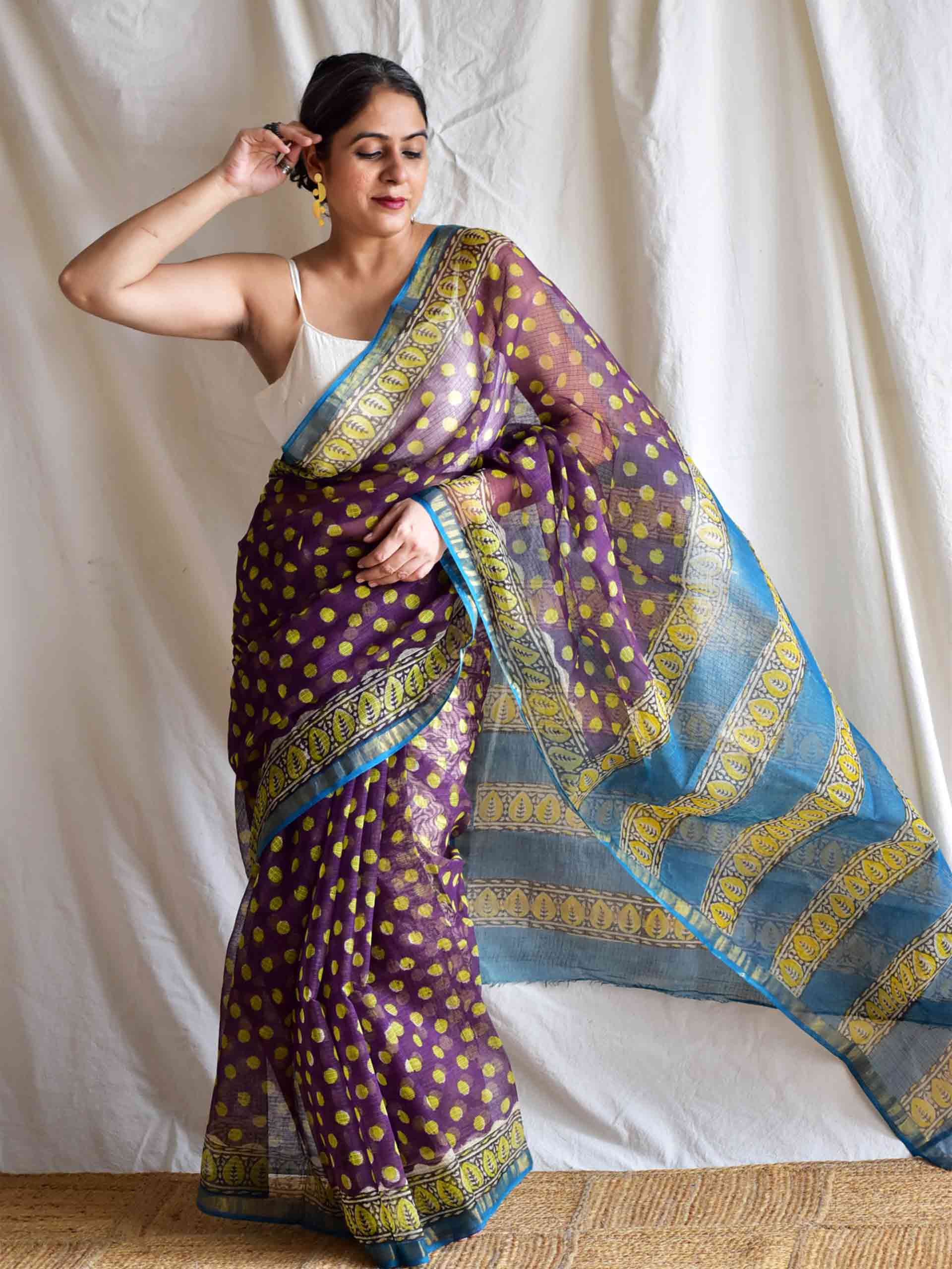 Retro vibes - Dabu Kota Doria Saree