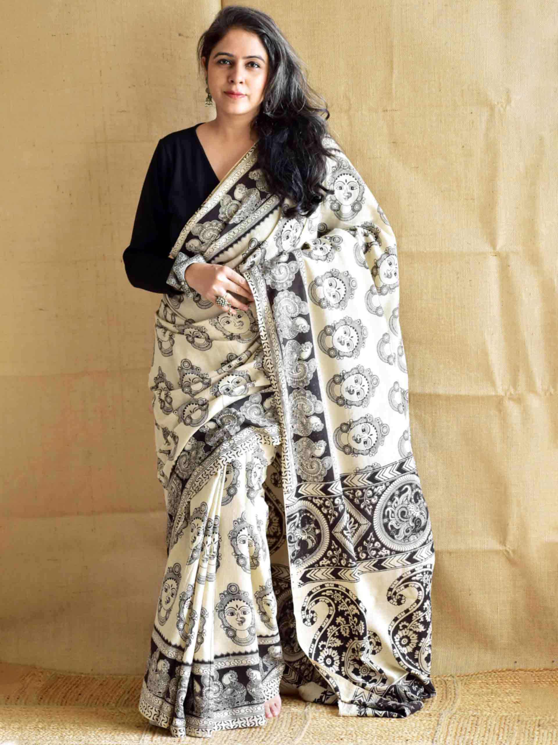 Buddha - kalamkari printed saree