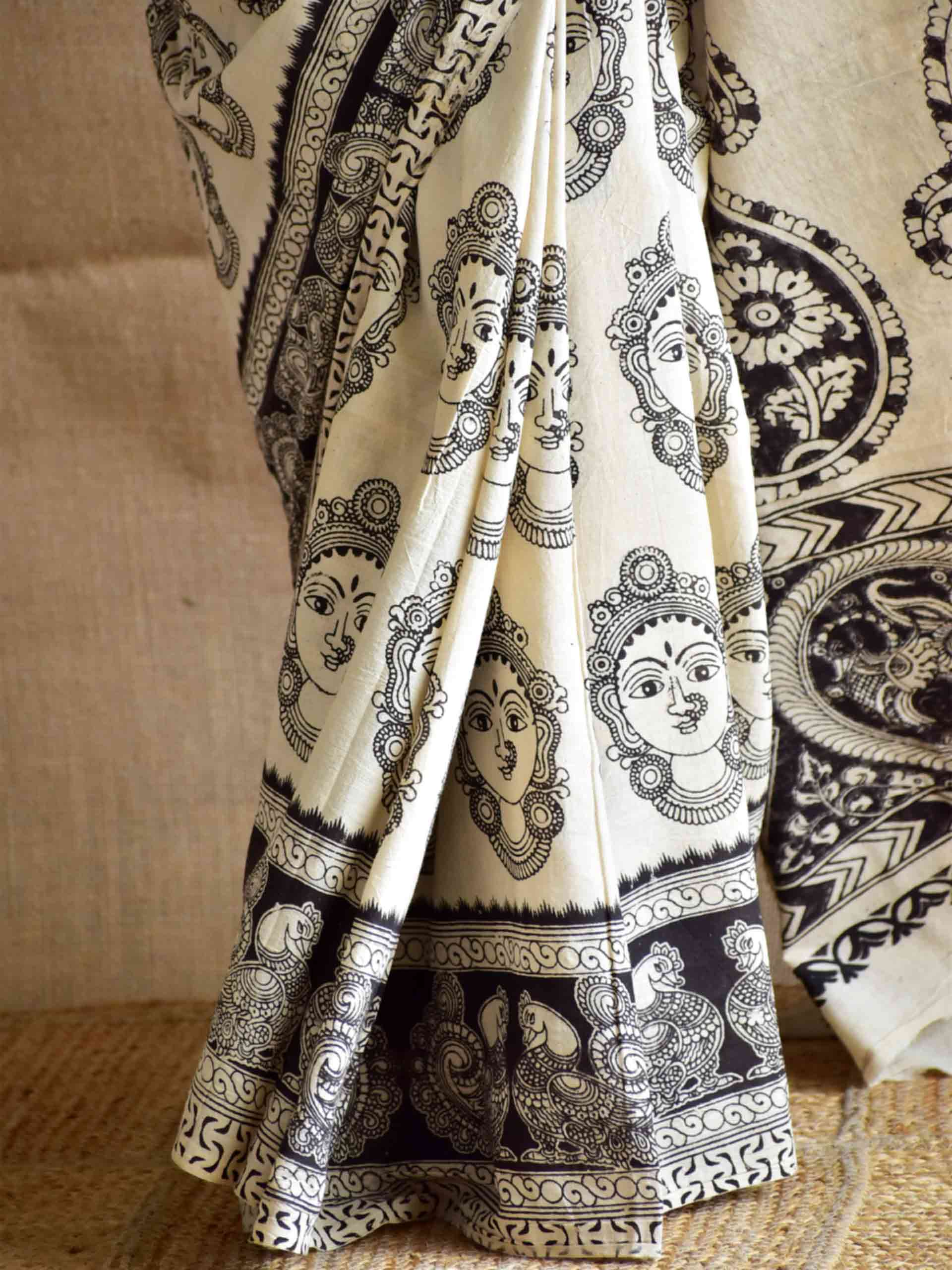 Buddha - kalamkari printed saree