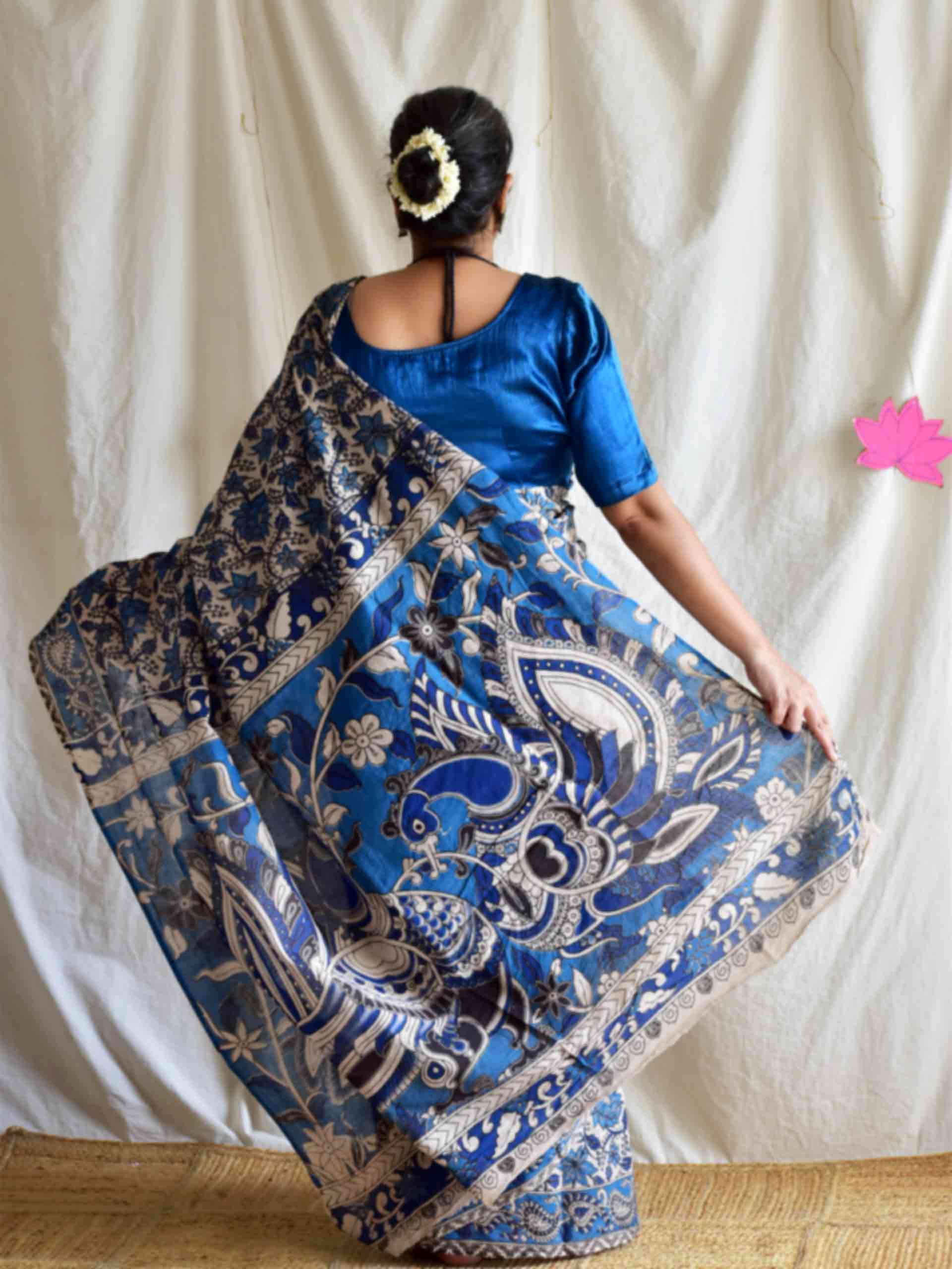 Blue love - kalamkari printed saree