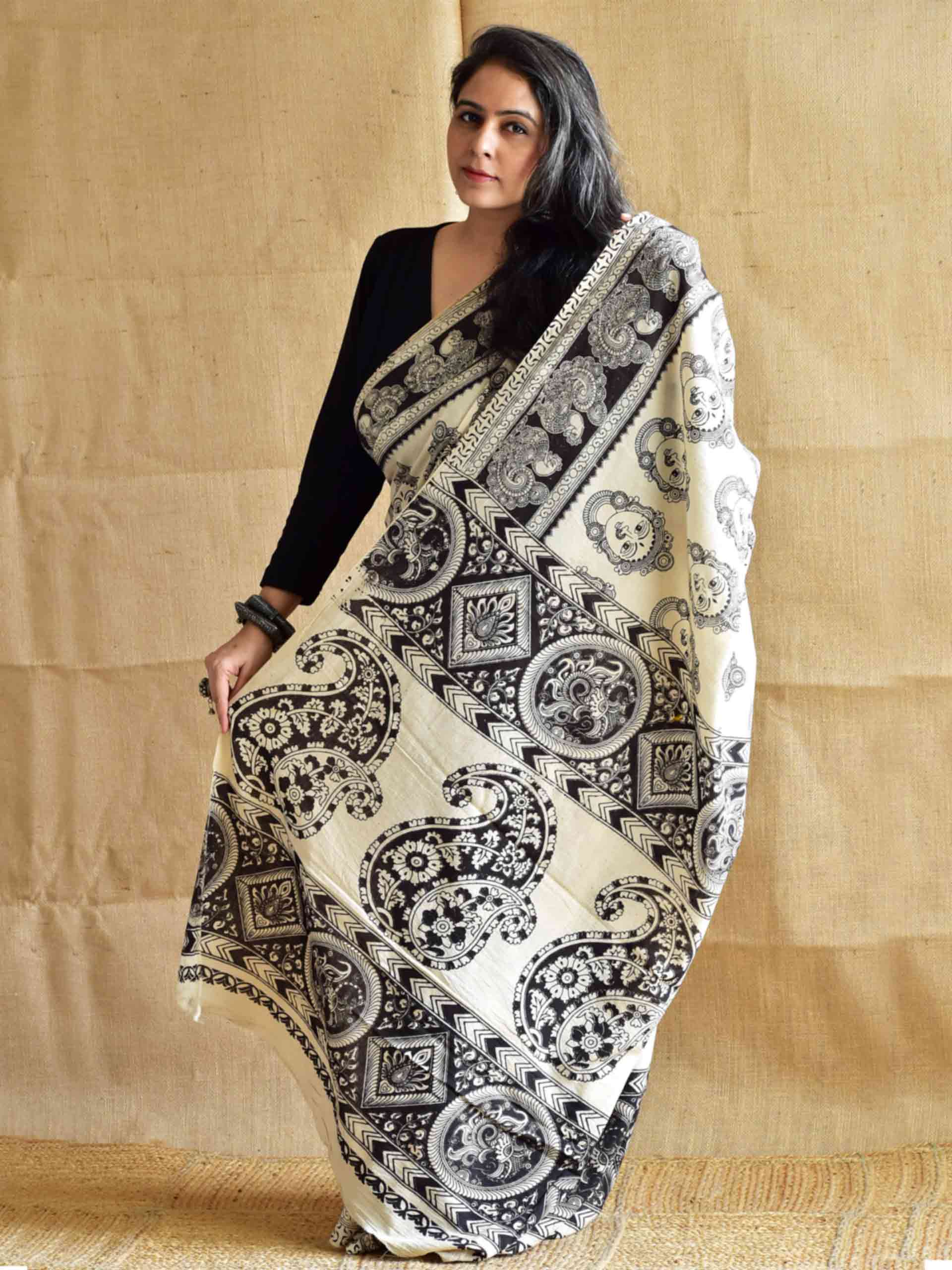 Buddha - kalamkari printed saree