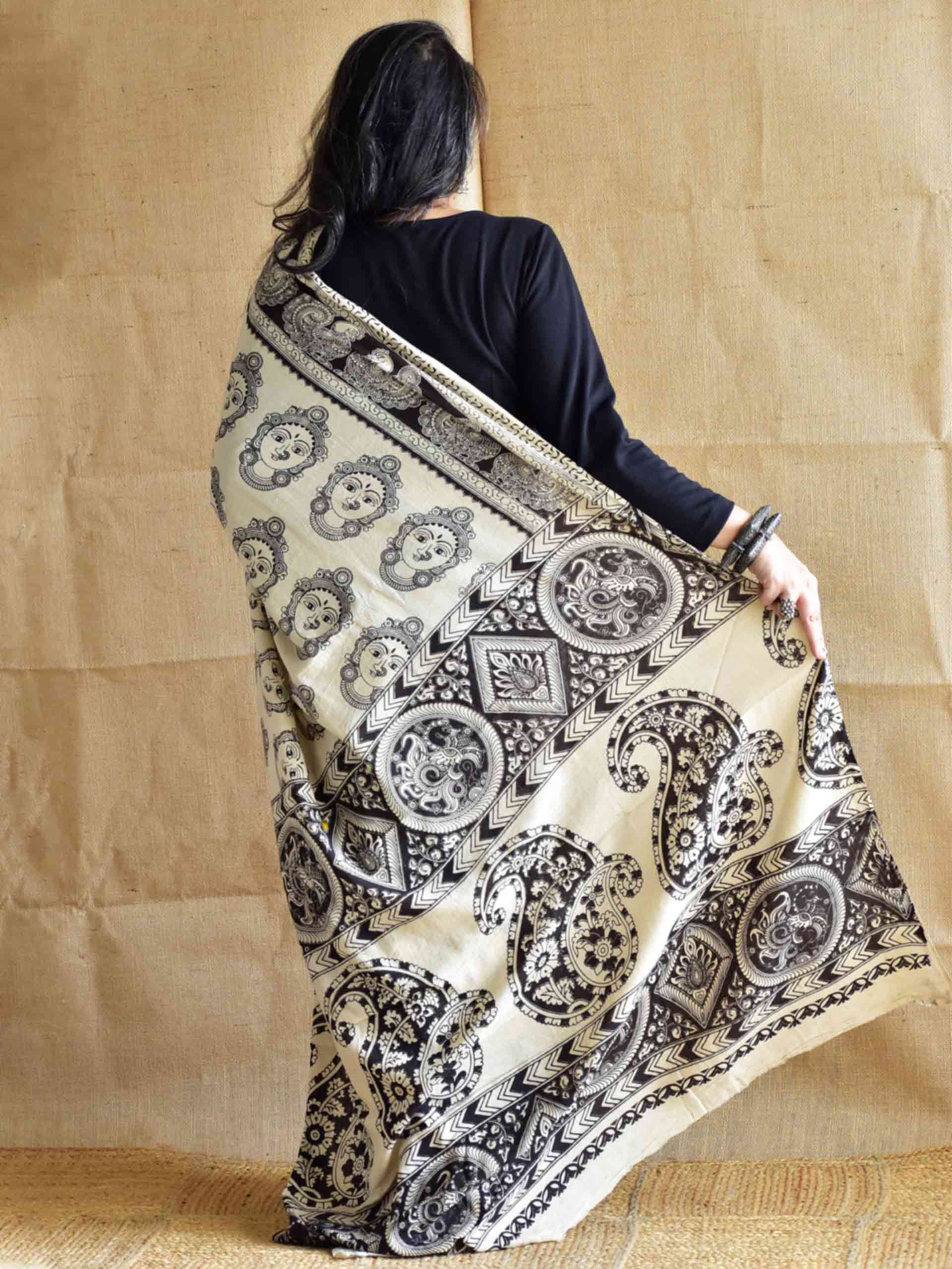 Buddha - kalamkari printed saree