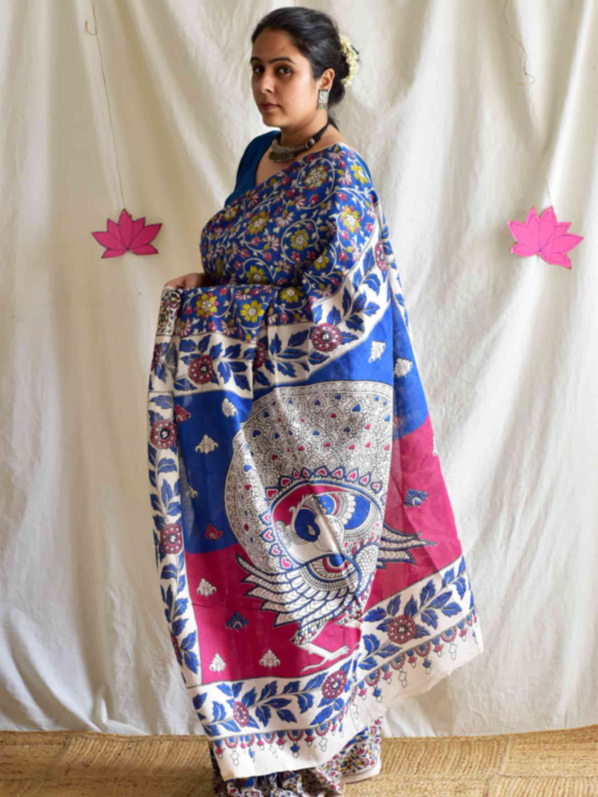 Monday Blues - kalamkari printed saree