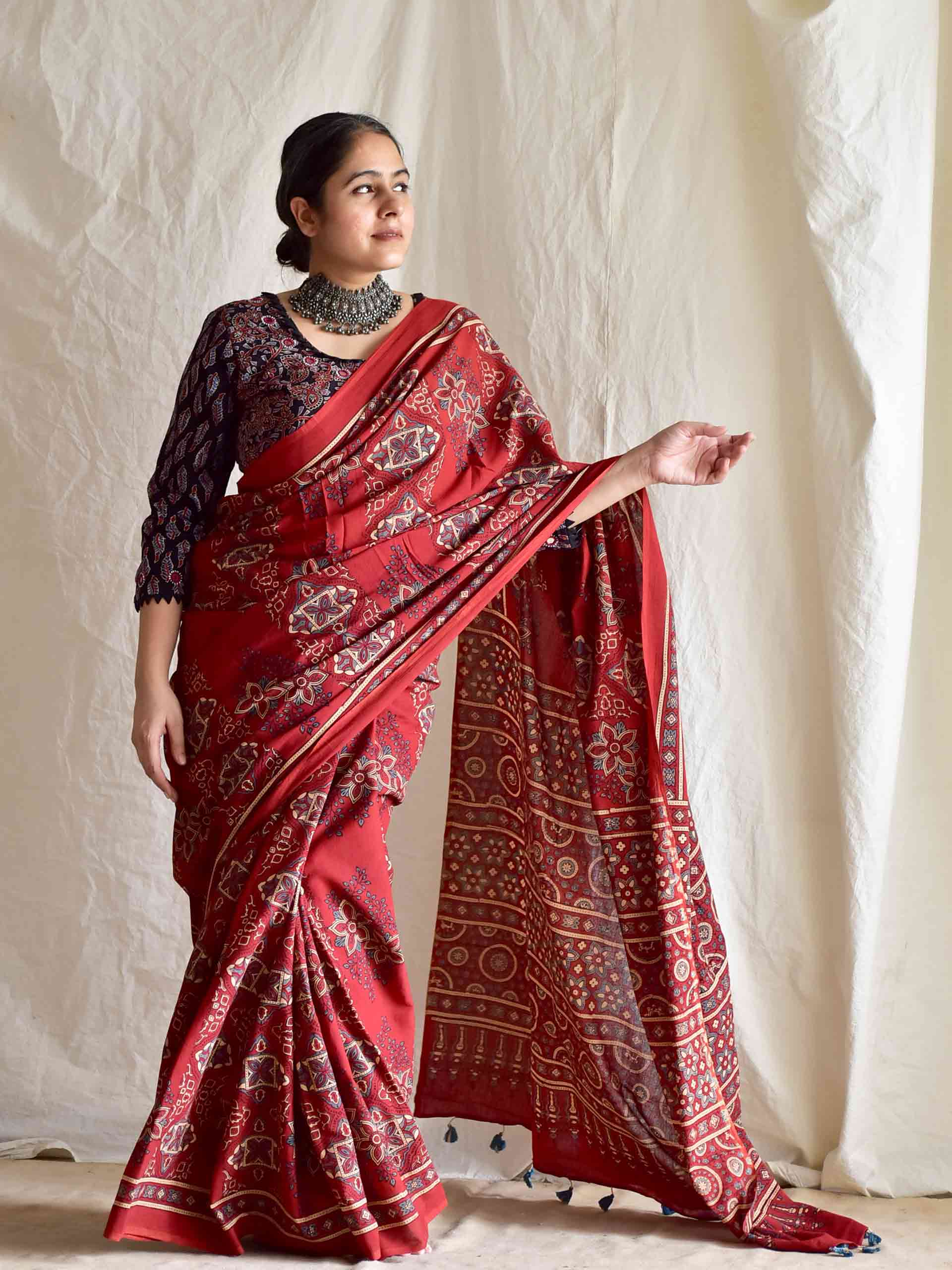 Kusum - Ajrakh mul cotton saree