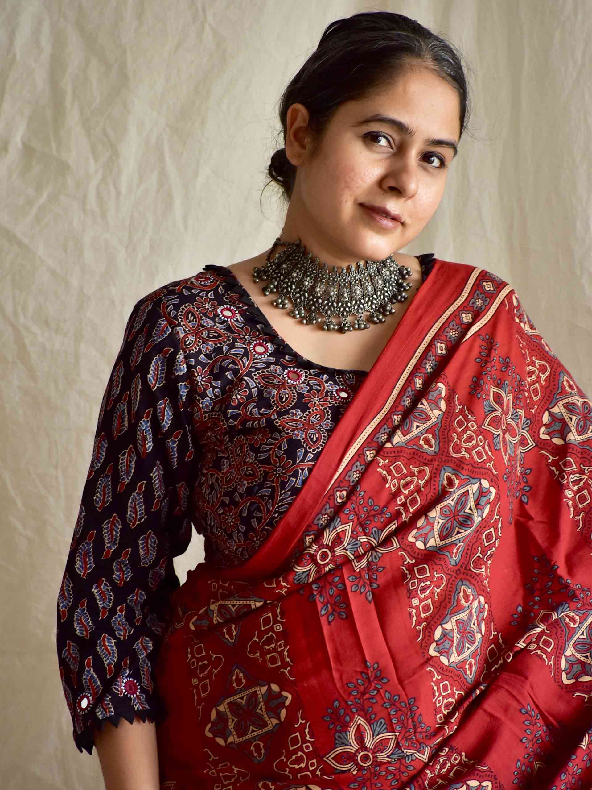 Kusum - Ajrakh mul cotton saree