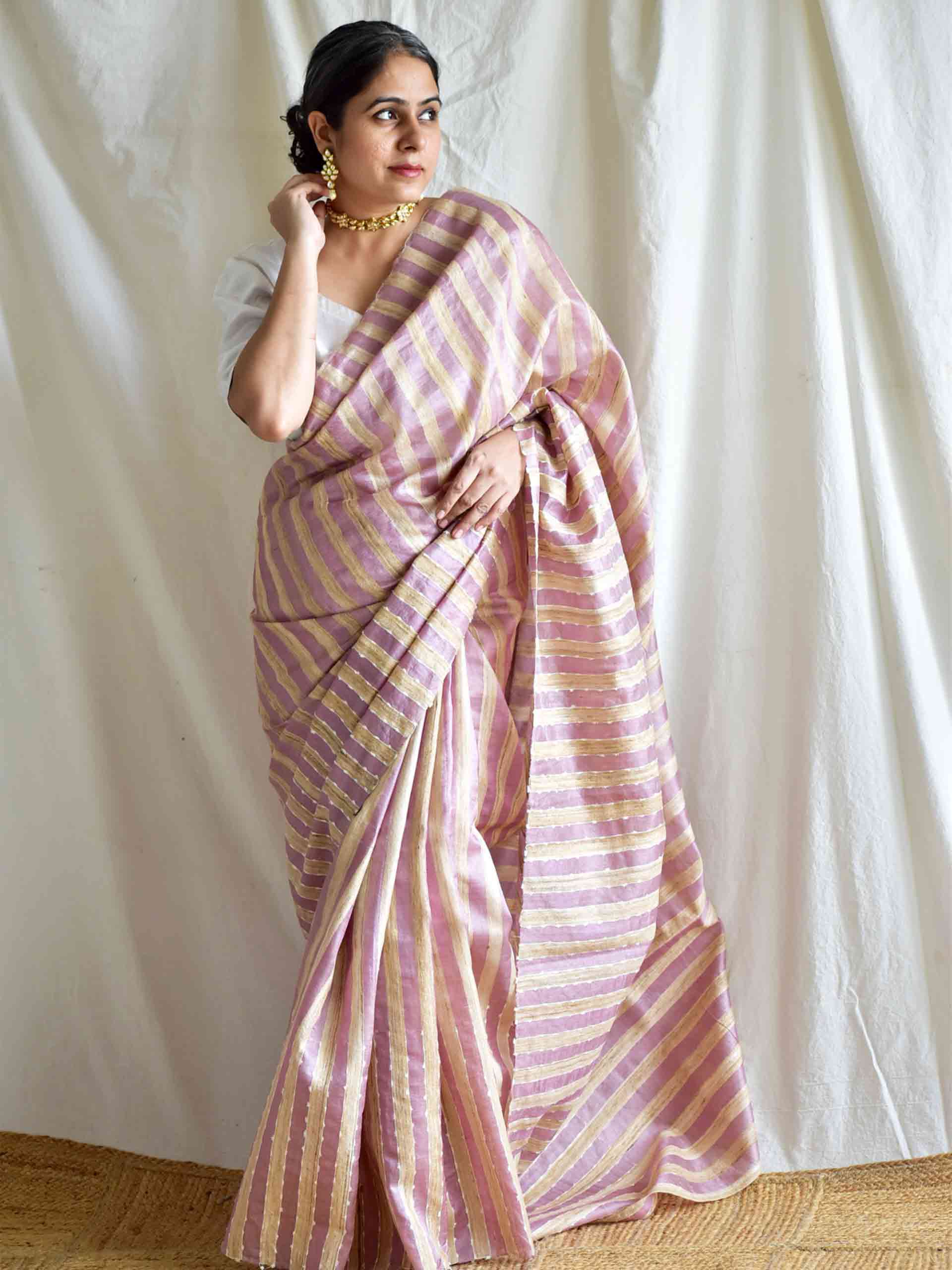 Lavender love - Tussar silk saree