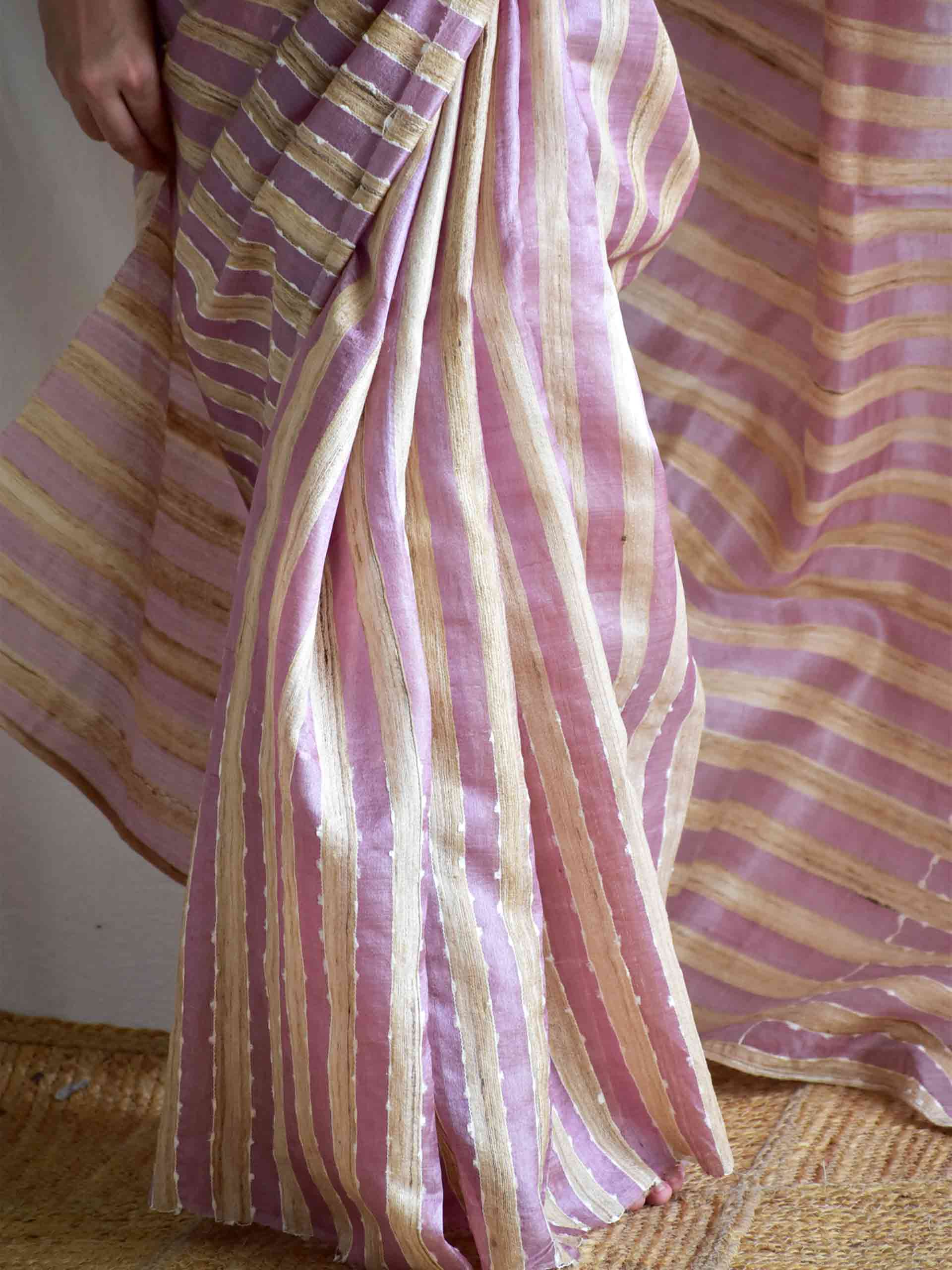 Lavender love - Tussar silk saree