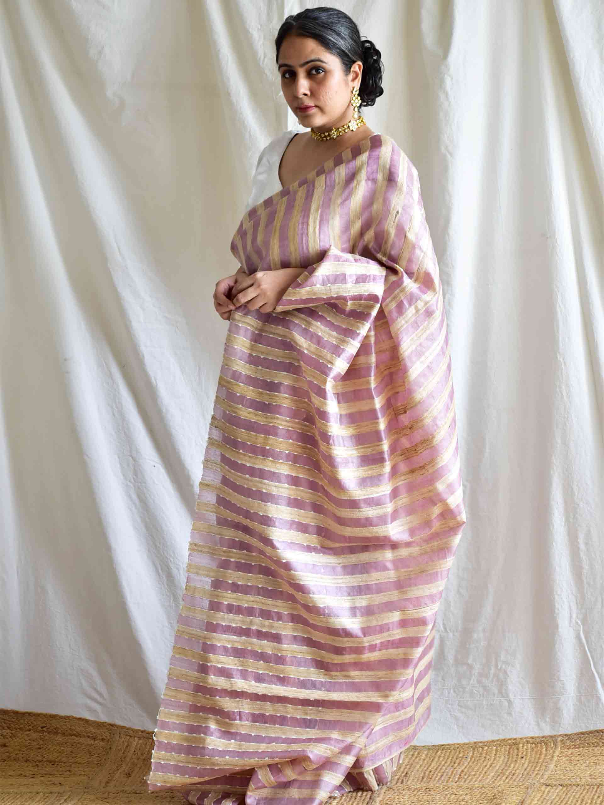 Lavender love - Tussar silk saree
