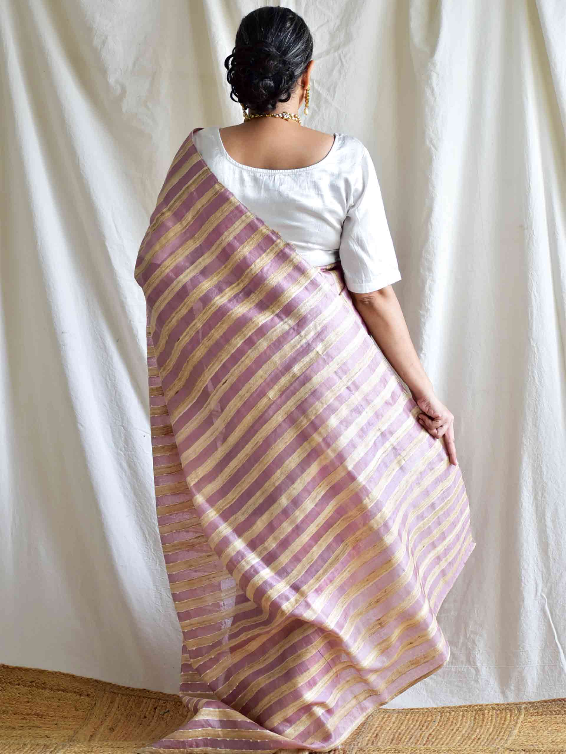 Lavender love - Tussar silk saree