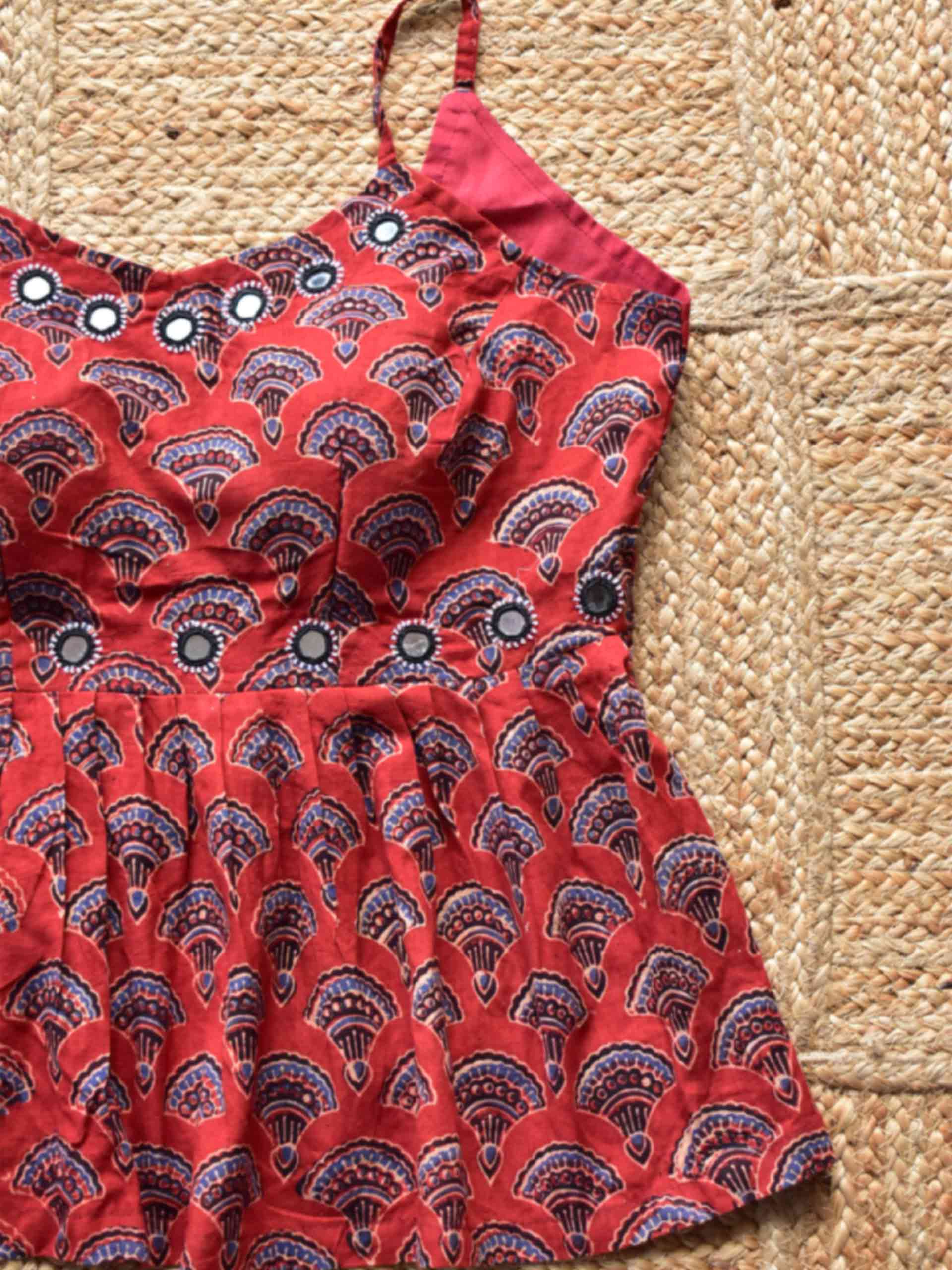 Sample 007 - Ajrakh Kutch mirror work blouse cum top