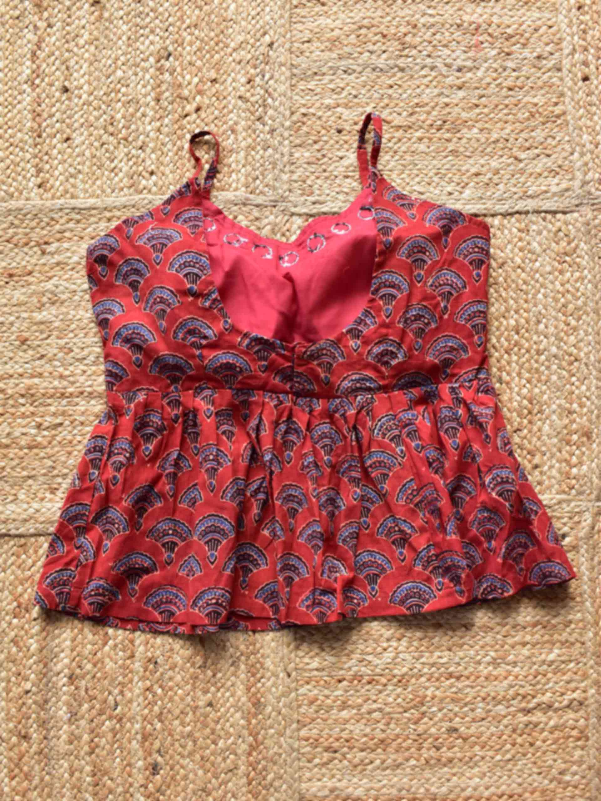 Sample 007 - Ajrakh Kutch mirror work blouse cum top