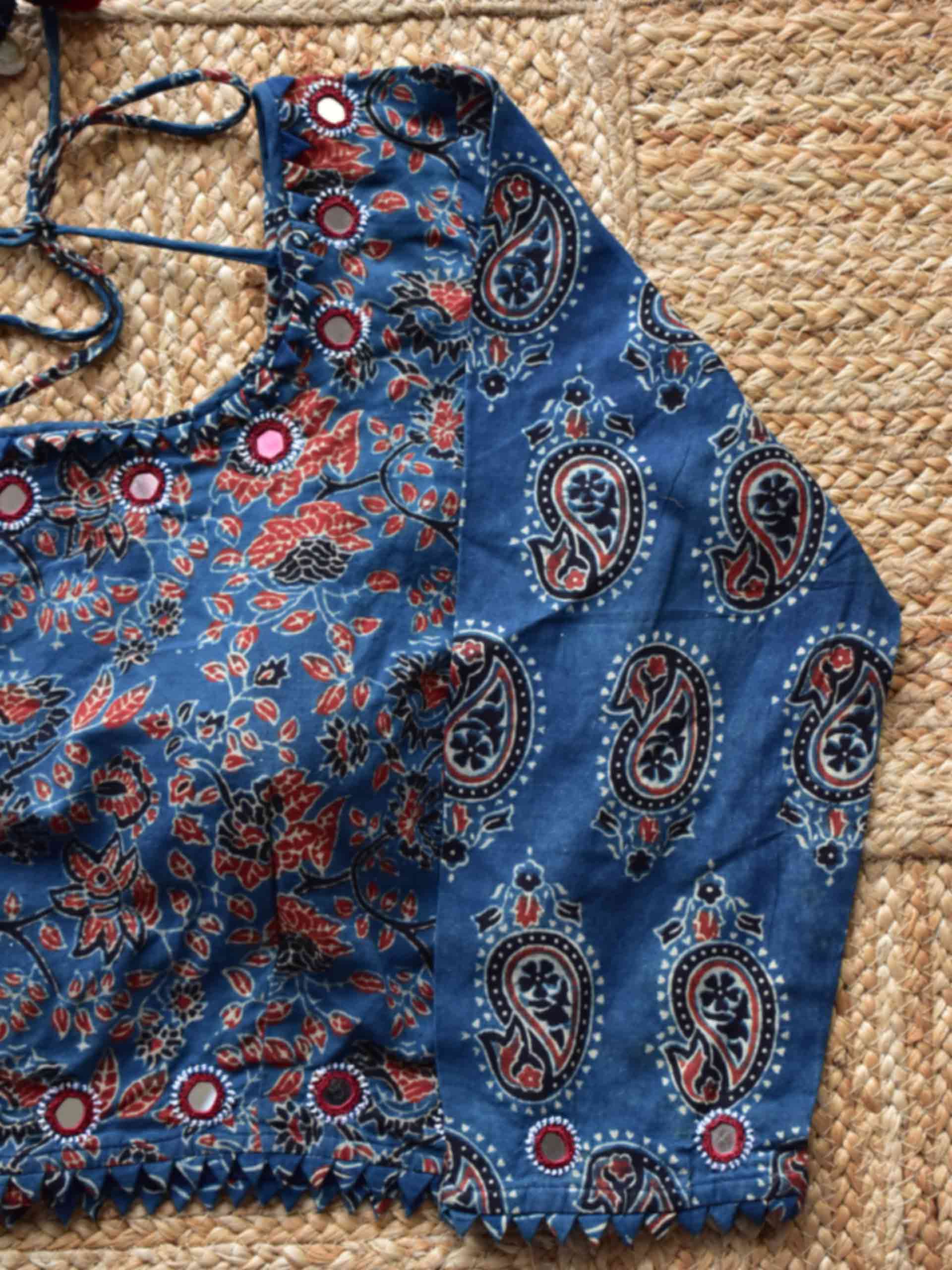 Sample 009 - Ajrakh Kutch mirror work blouse
