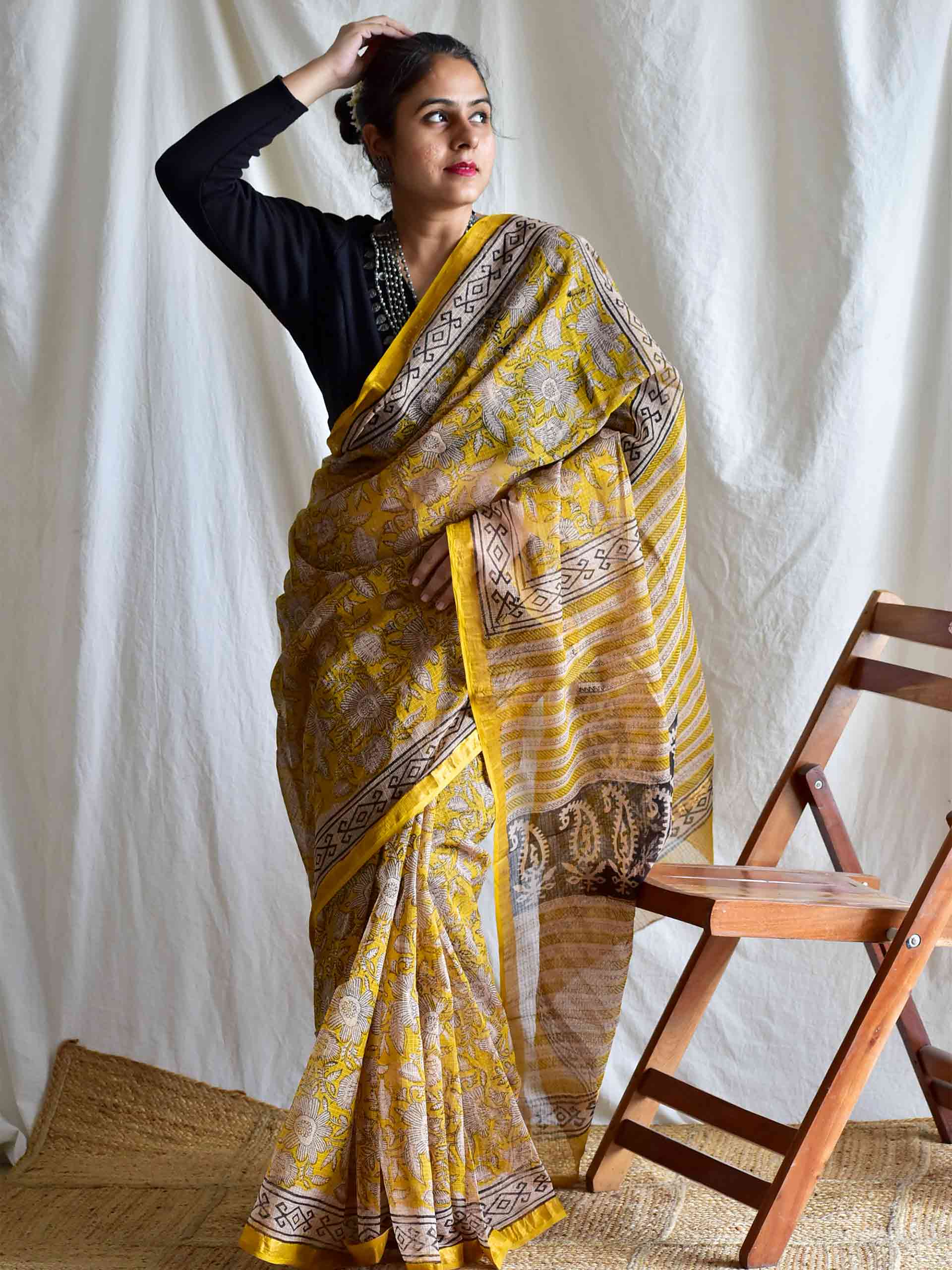 Genda - Dabu Kota Doria Saree