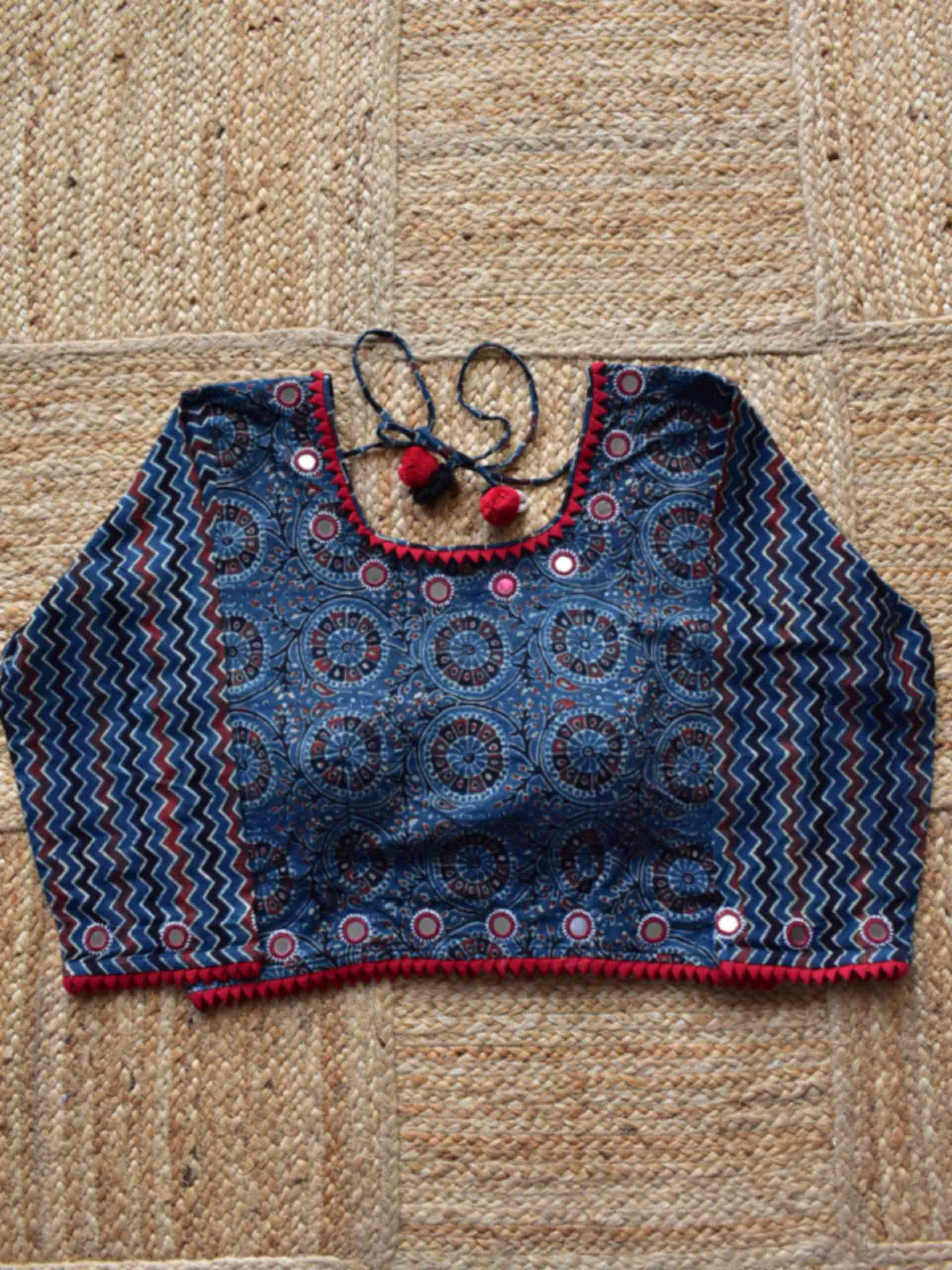 Sample 012 - Ajrakh Kutch mirror work blouse