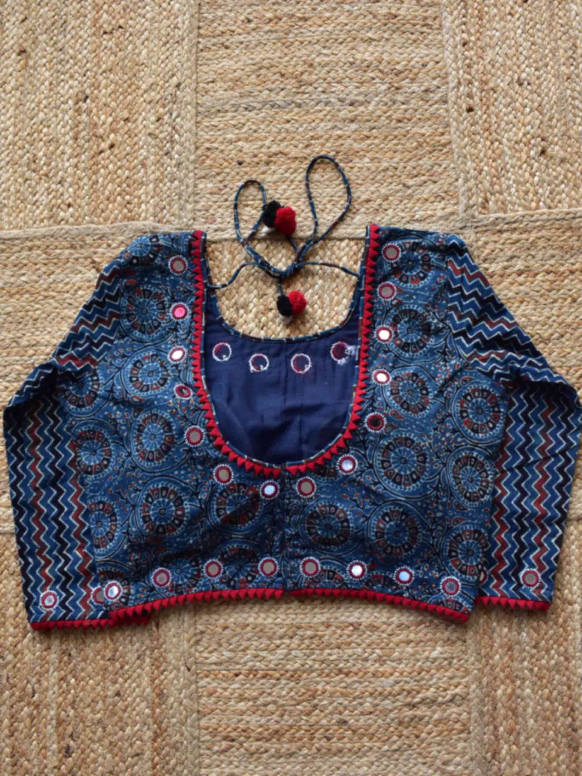 Sample 012 - Ajrakh Kutch mirror work blouse