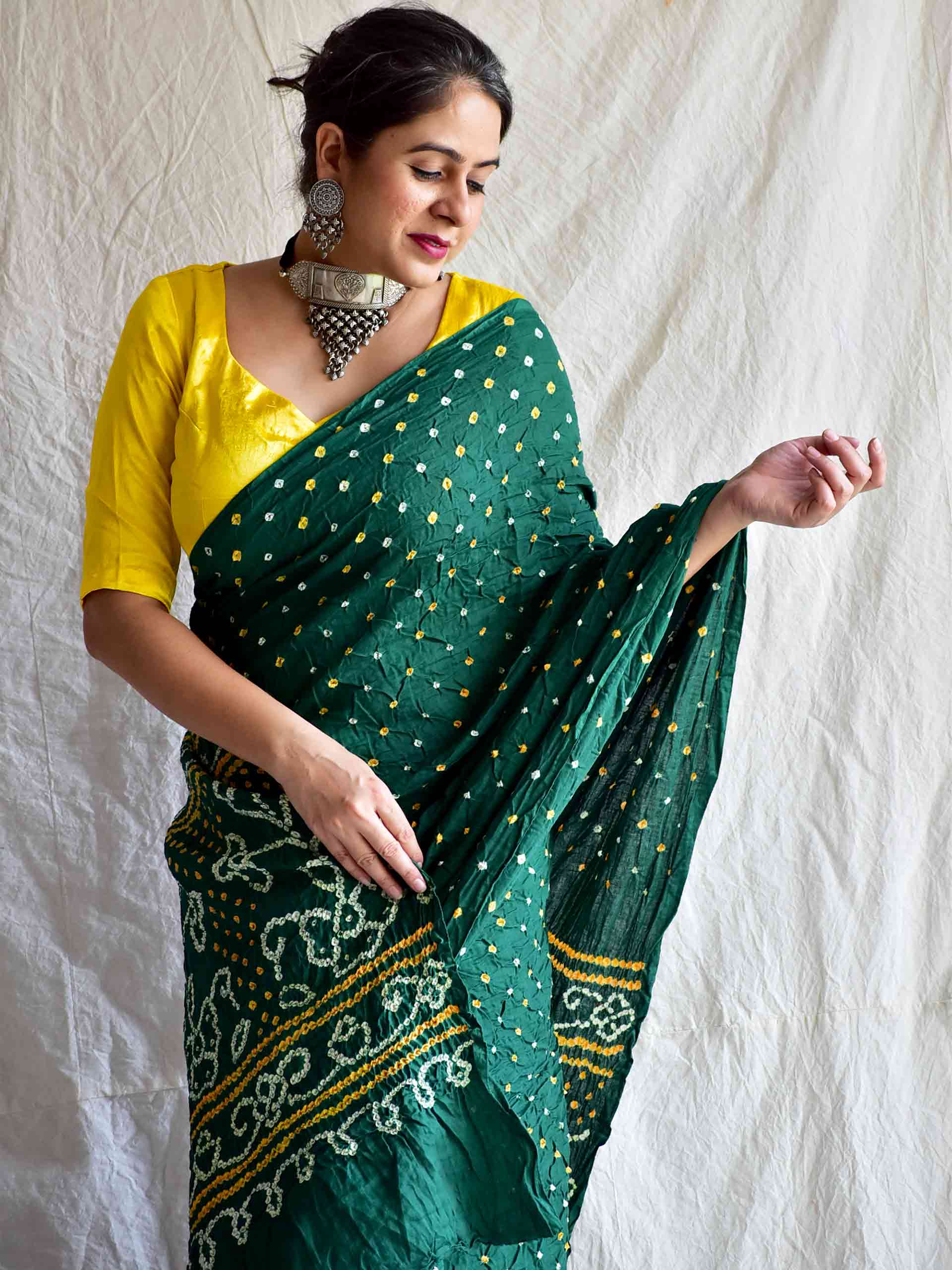 Hari Mirch -  Bandhej Saree