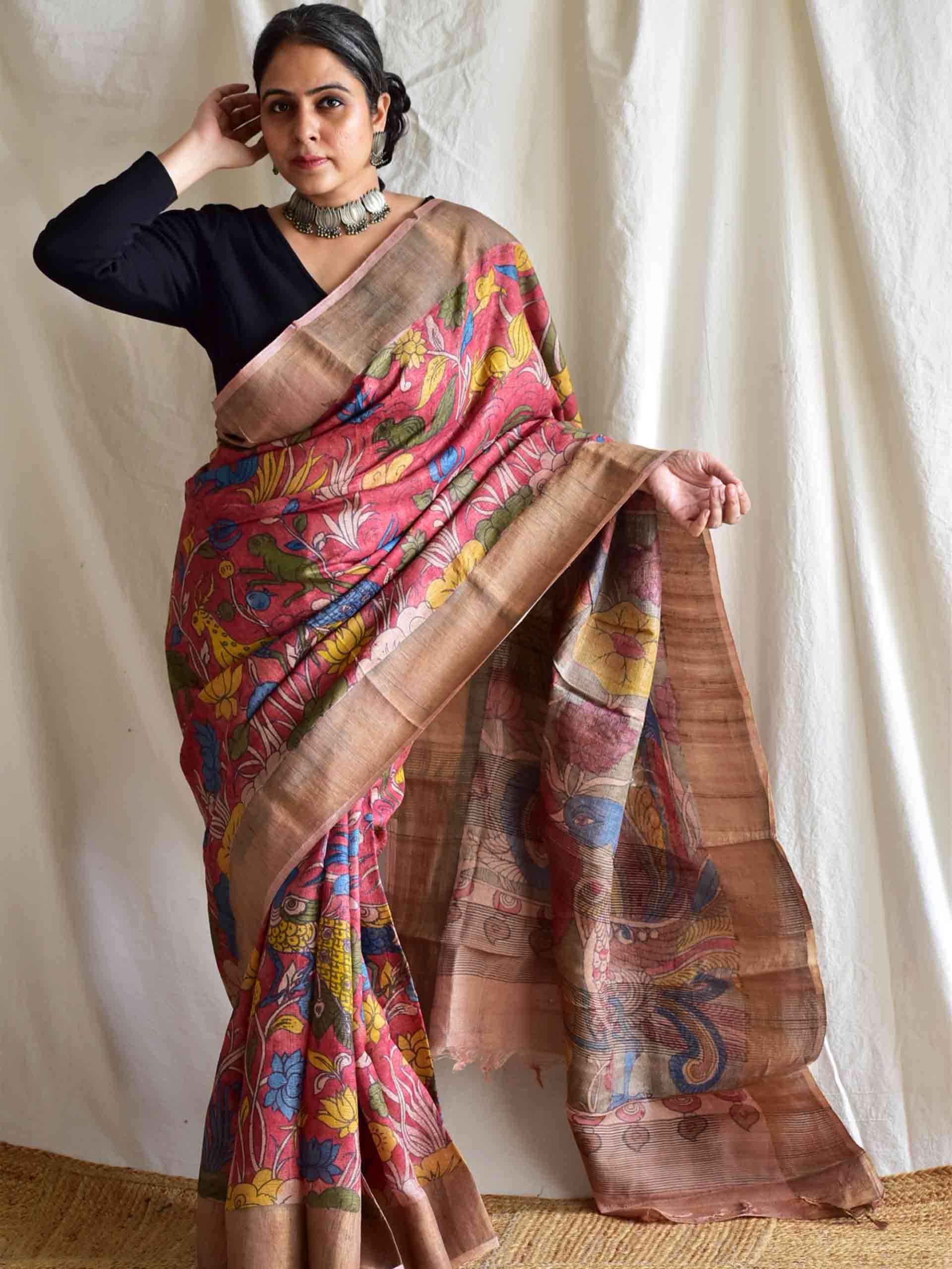 UD009 - Kalamkari Tussar silk saree