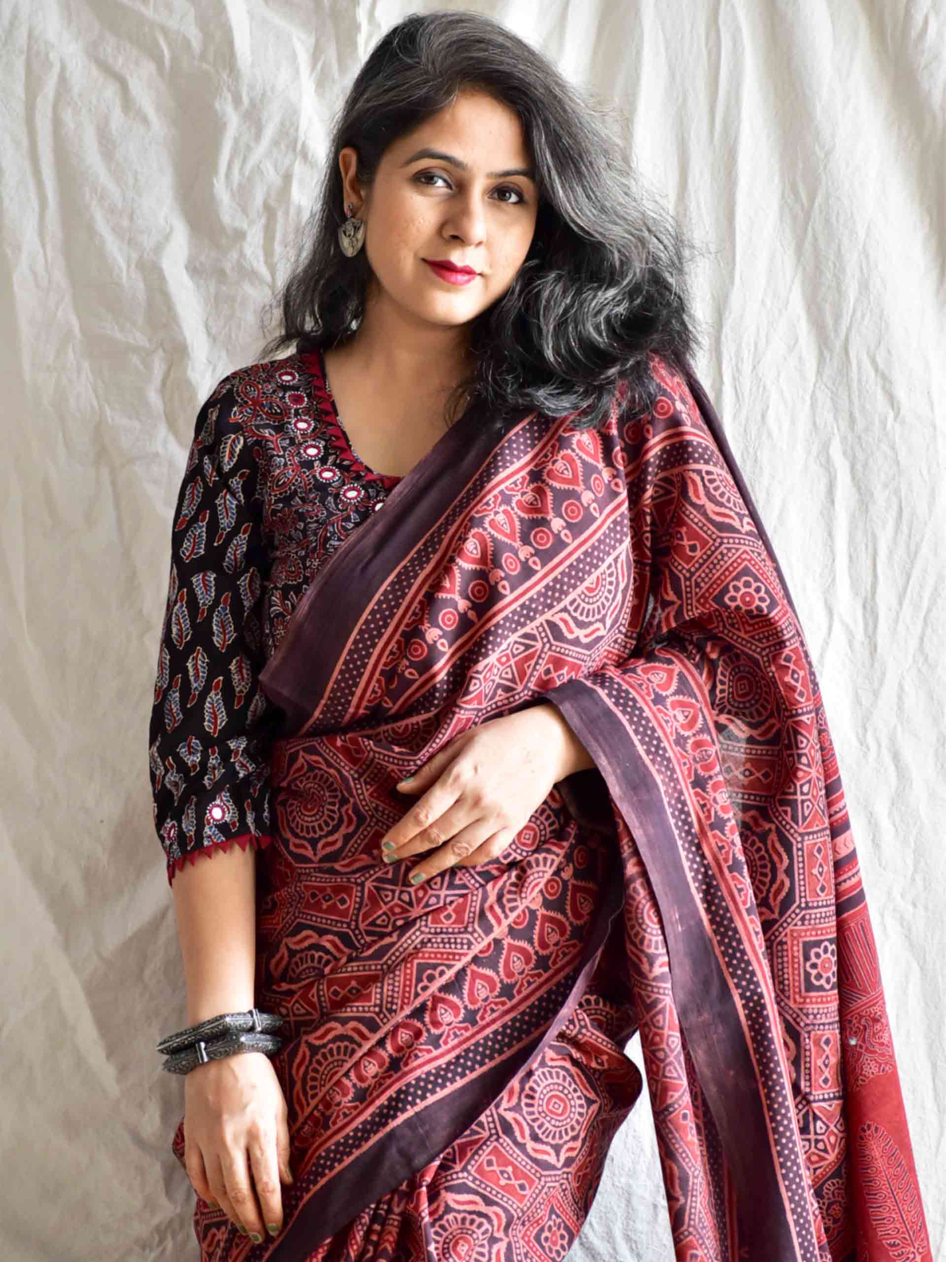 Mudra Dabu mul cotton saree