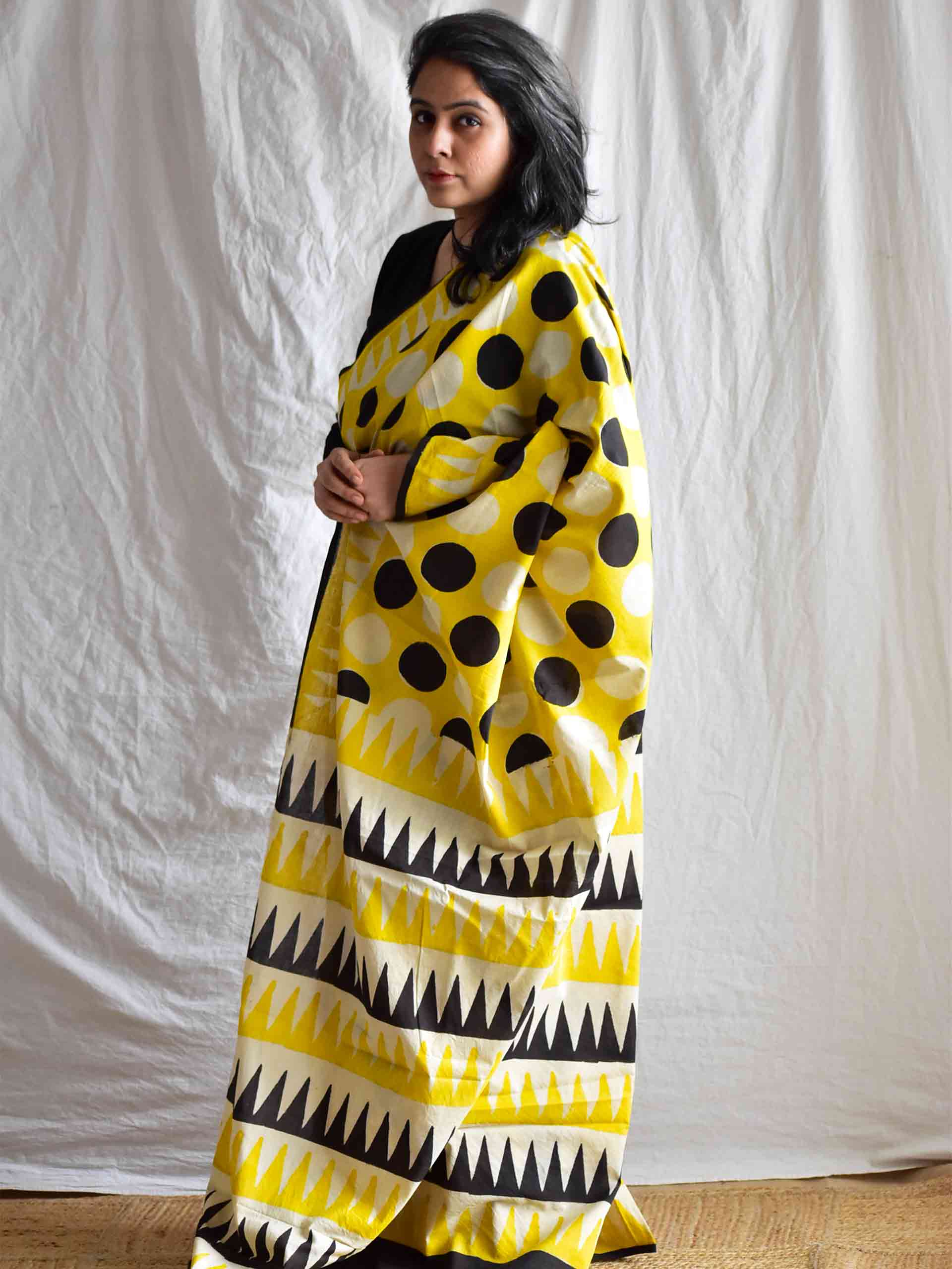 Sun daze - Dabu cotton saree